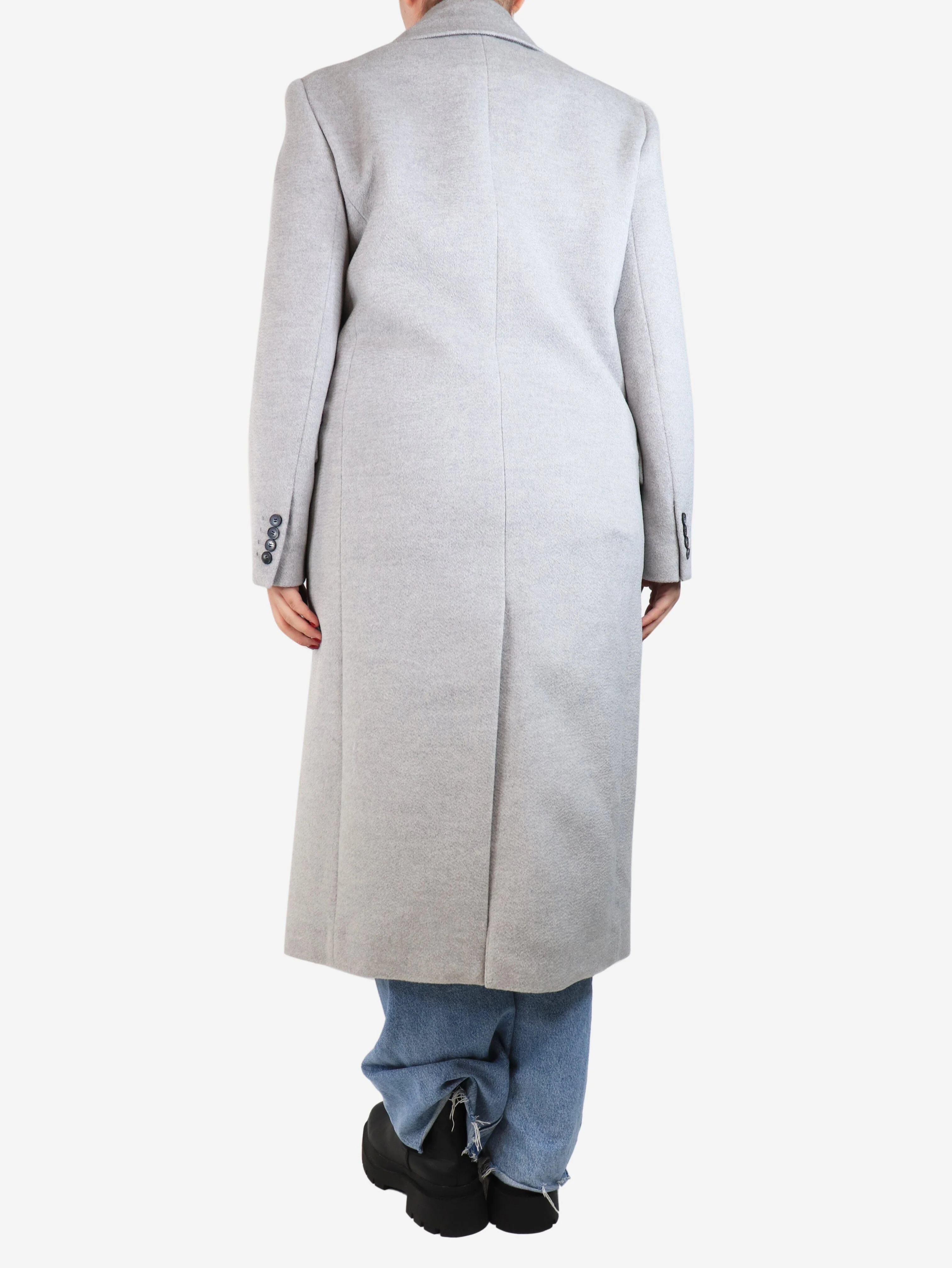 Ash grey Clichy double-breasted wool coat - size UK 12 - Image 2