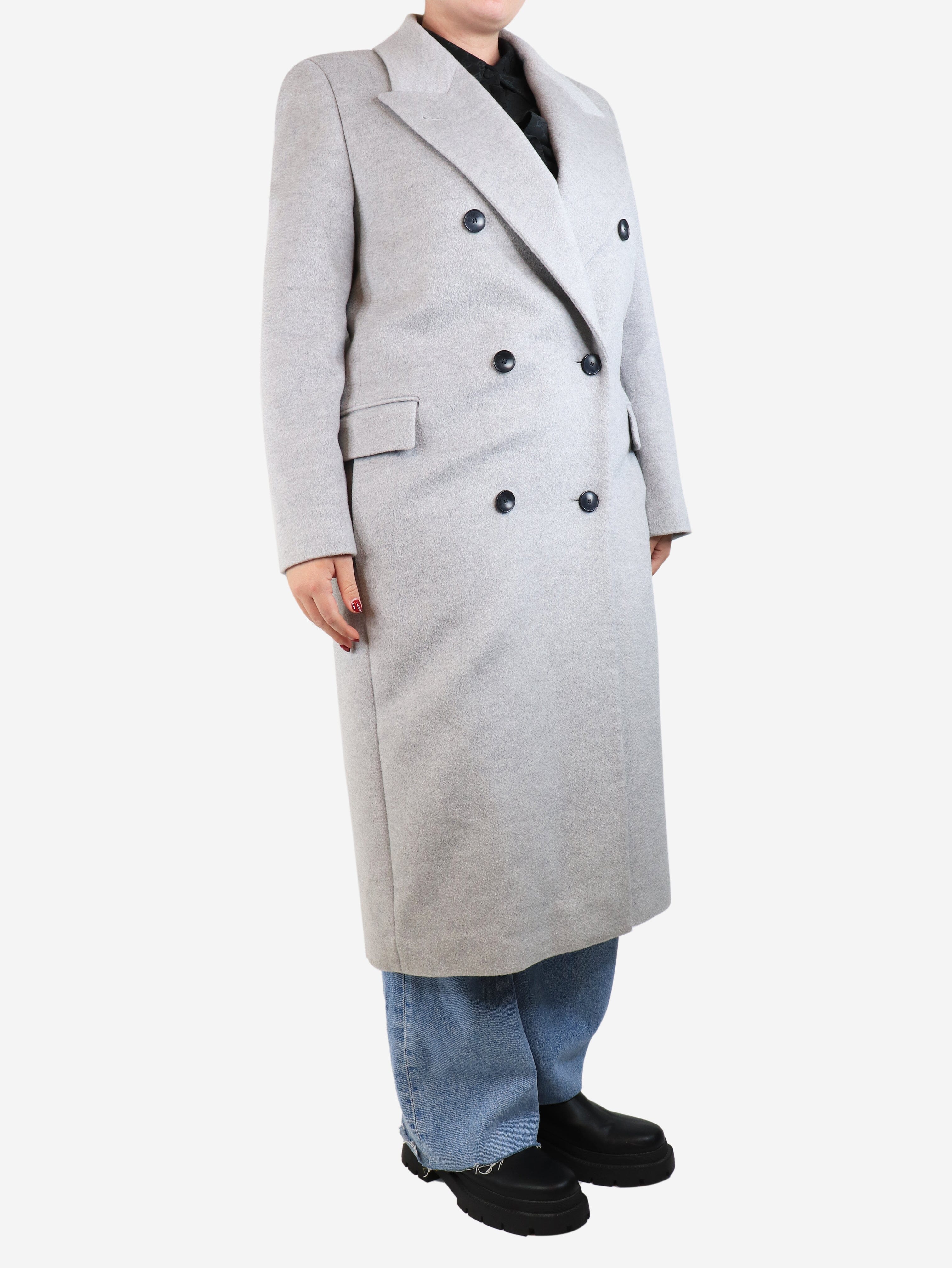 Ash grey Clichy double-breasted wool coat - size UK 12 - Image 3