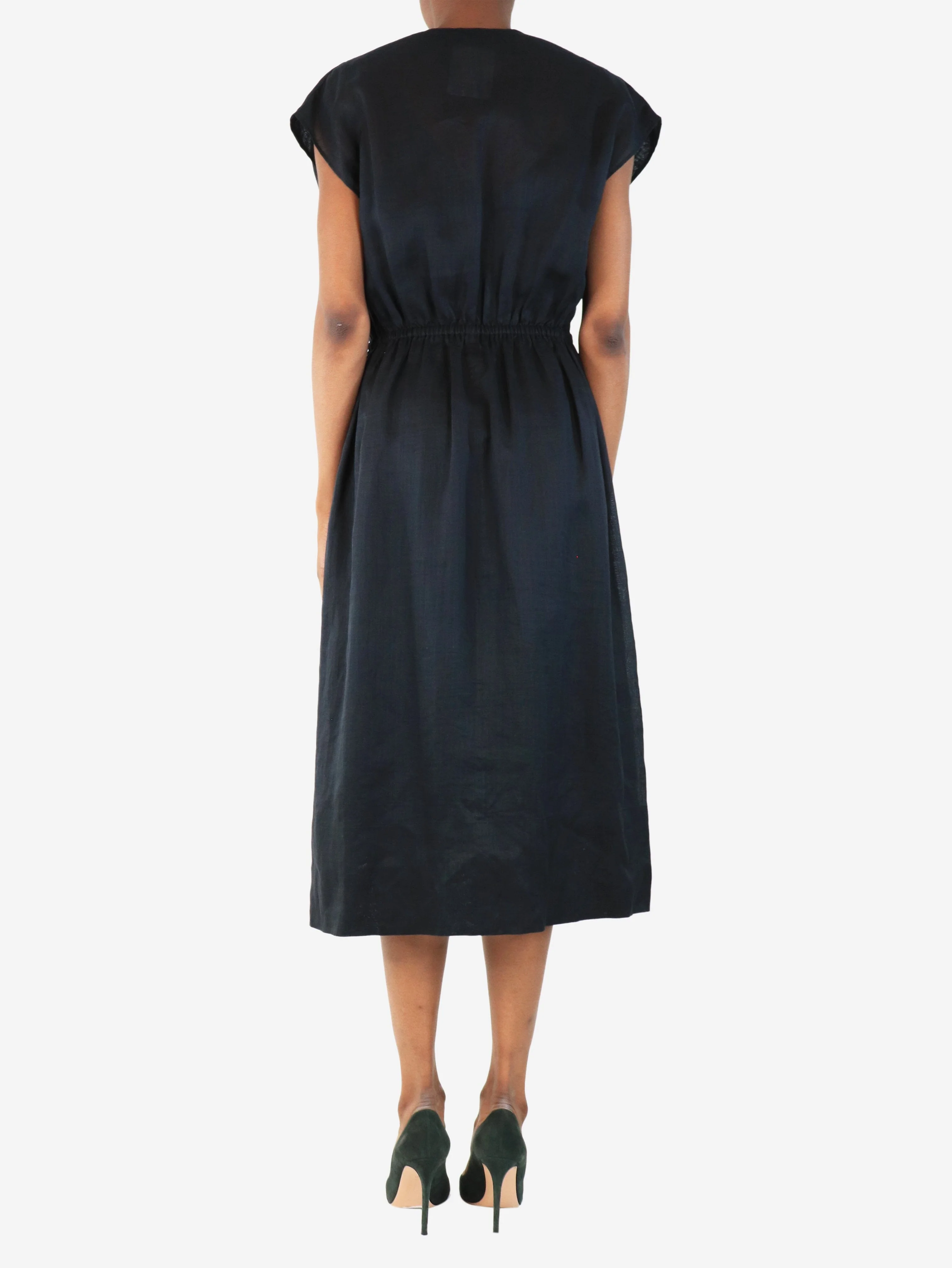 Black ramie mini dress - size UK 6 - Image 2