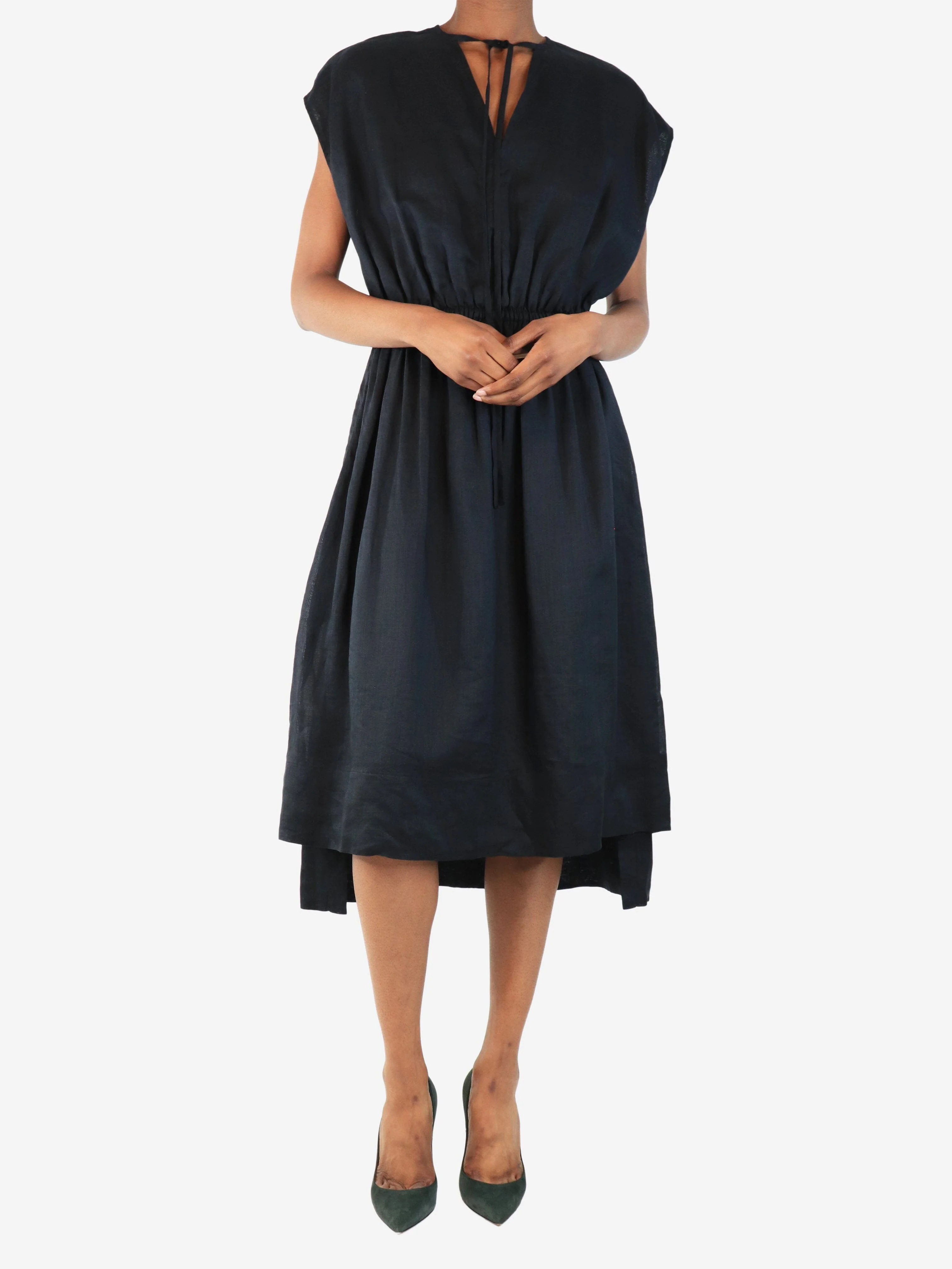 Black ramie mini dress - size UK 6 - Image 3
