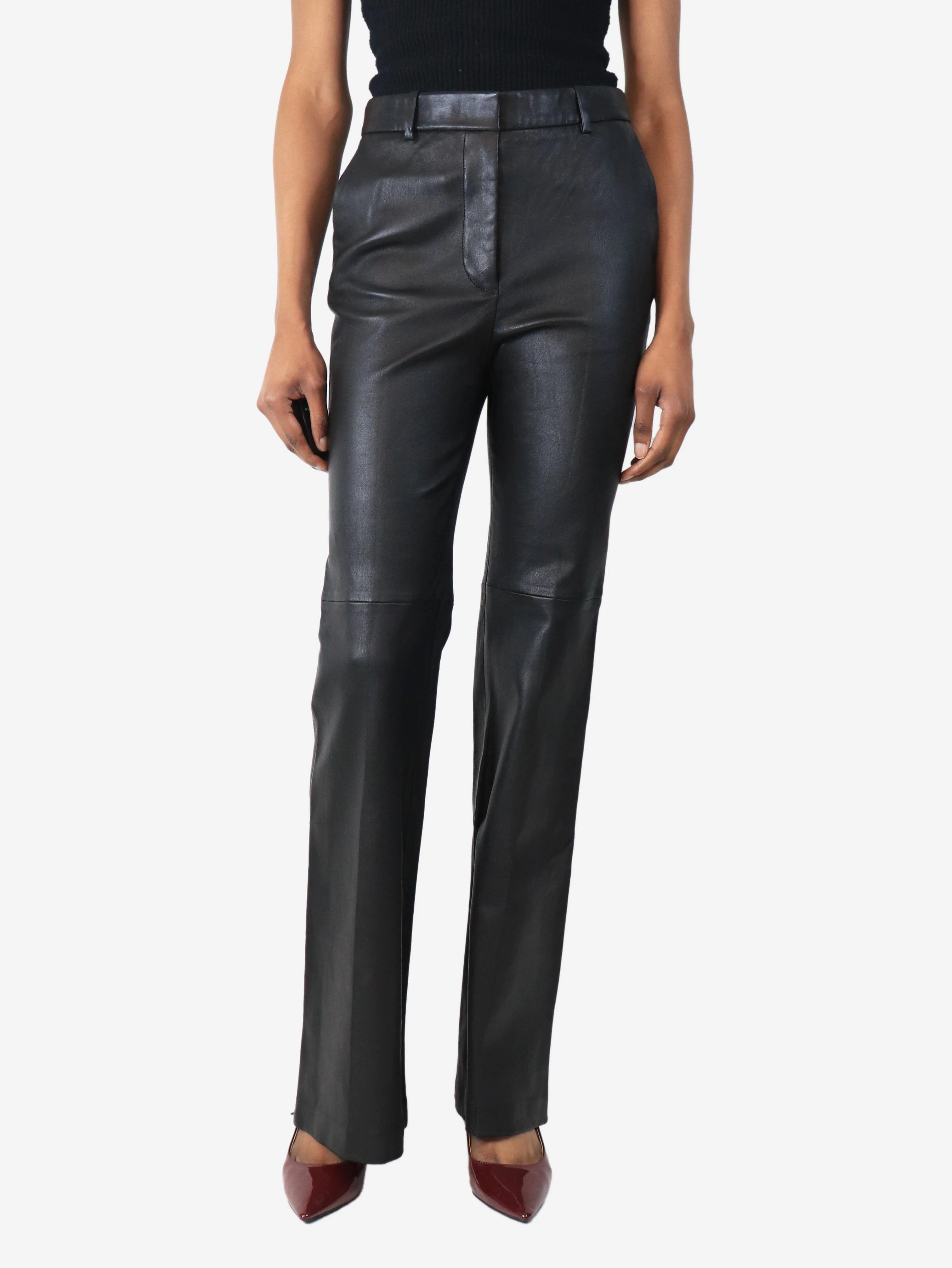 Black Tafira leather trousers - size UK 8