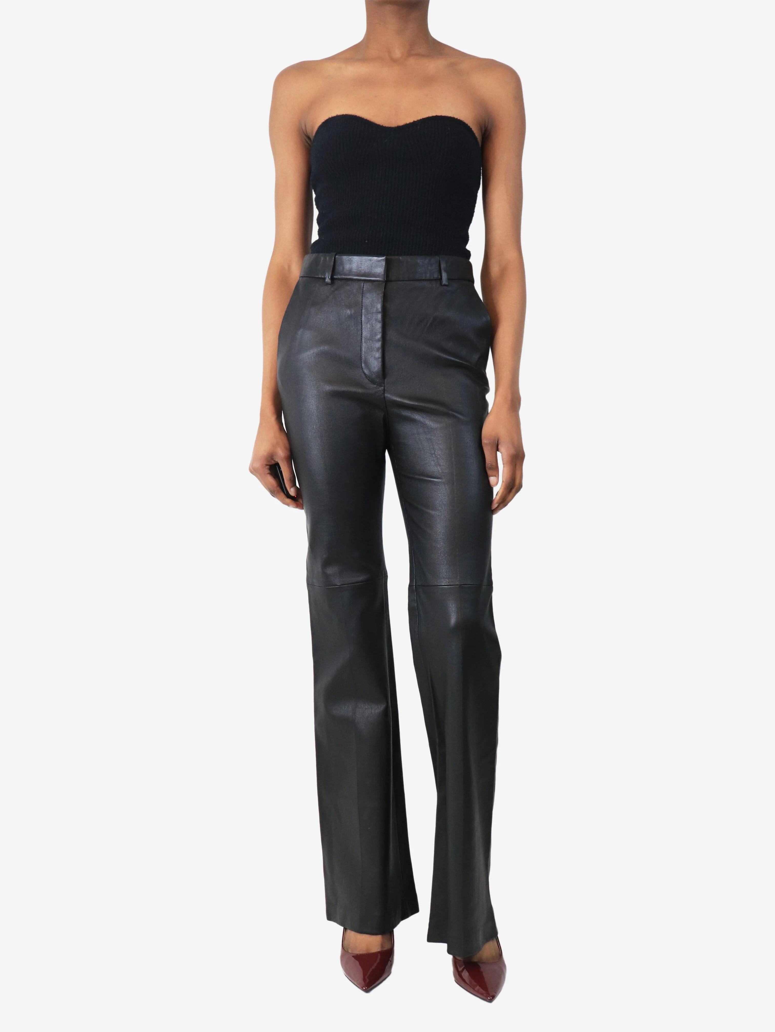 Black Tafira leather trousers - size UK 8 - Image 2