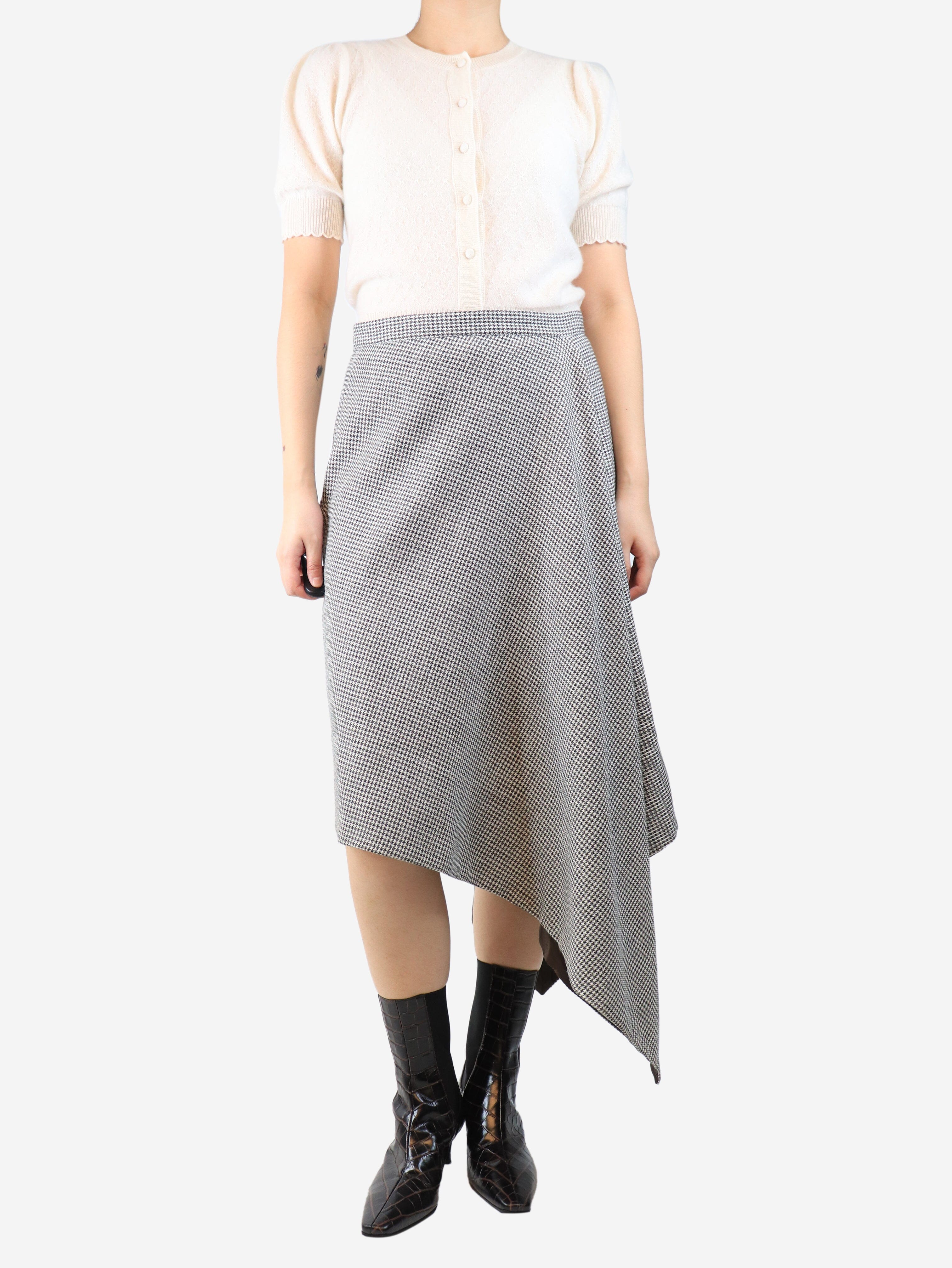 Brown houndstooth midi skirt - size UK 12 - Image 2