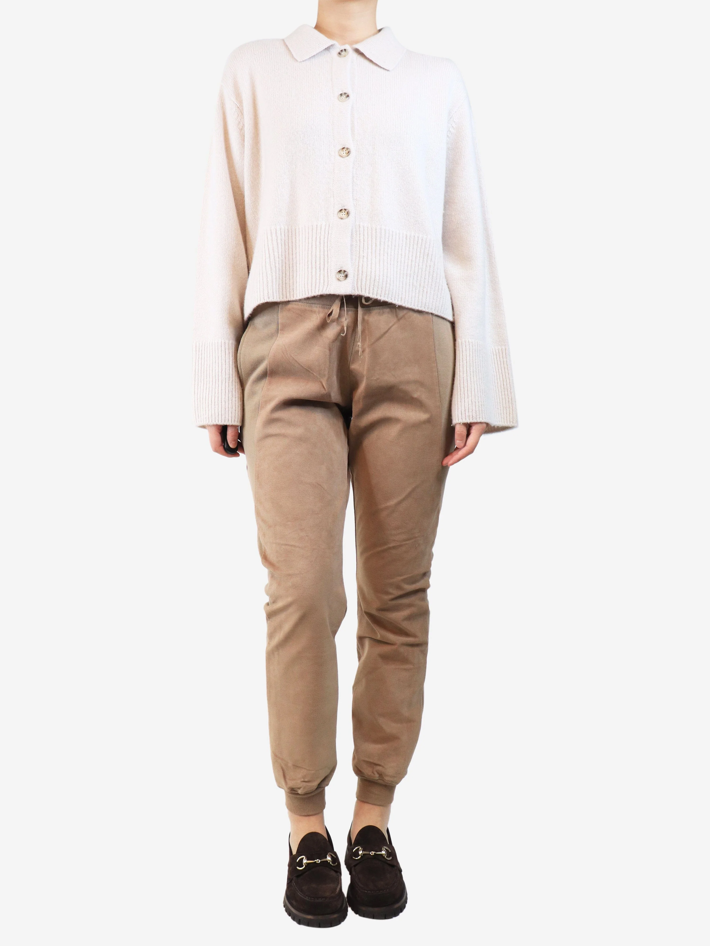 Brown suede joggers - size XL - Image 2