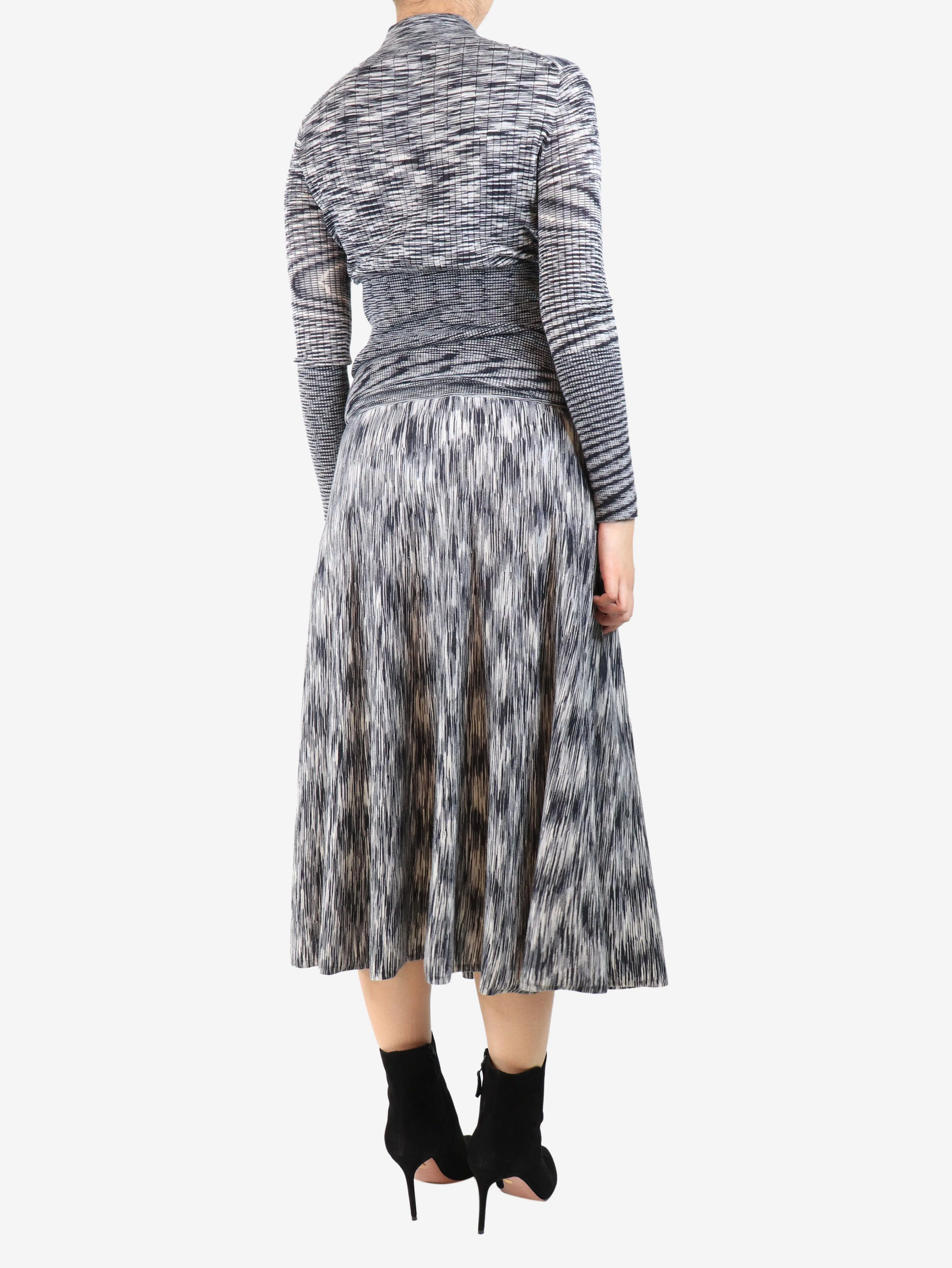 Grey merino rib-knit polo top and skirt set - size S - Image 2