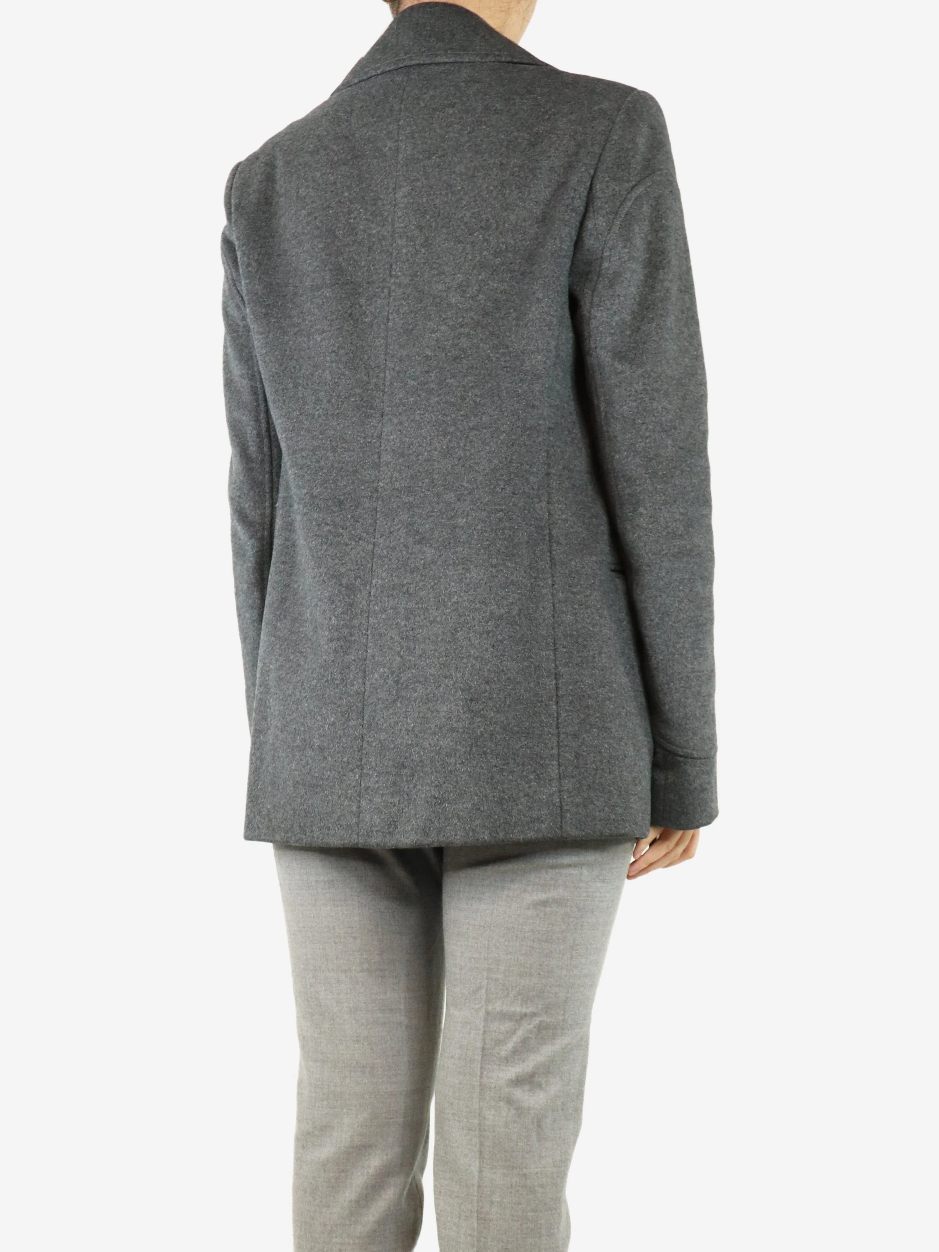 Grey relaxed wool peacoat - size UK 8 - Image 2