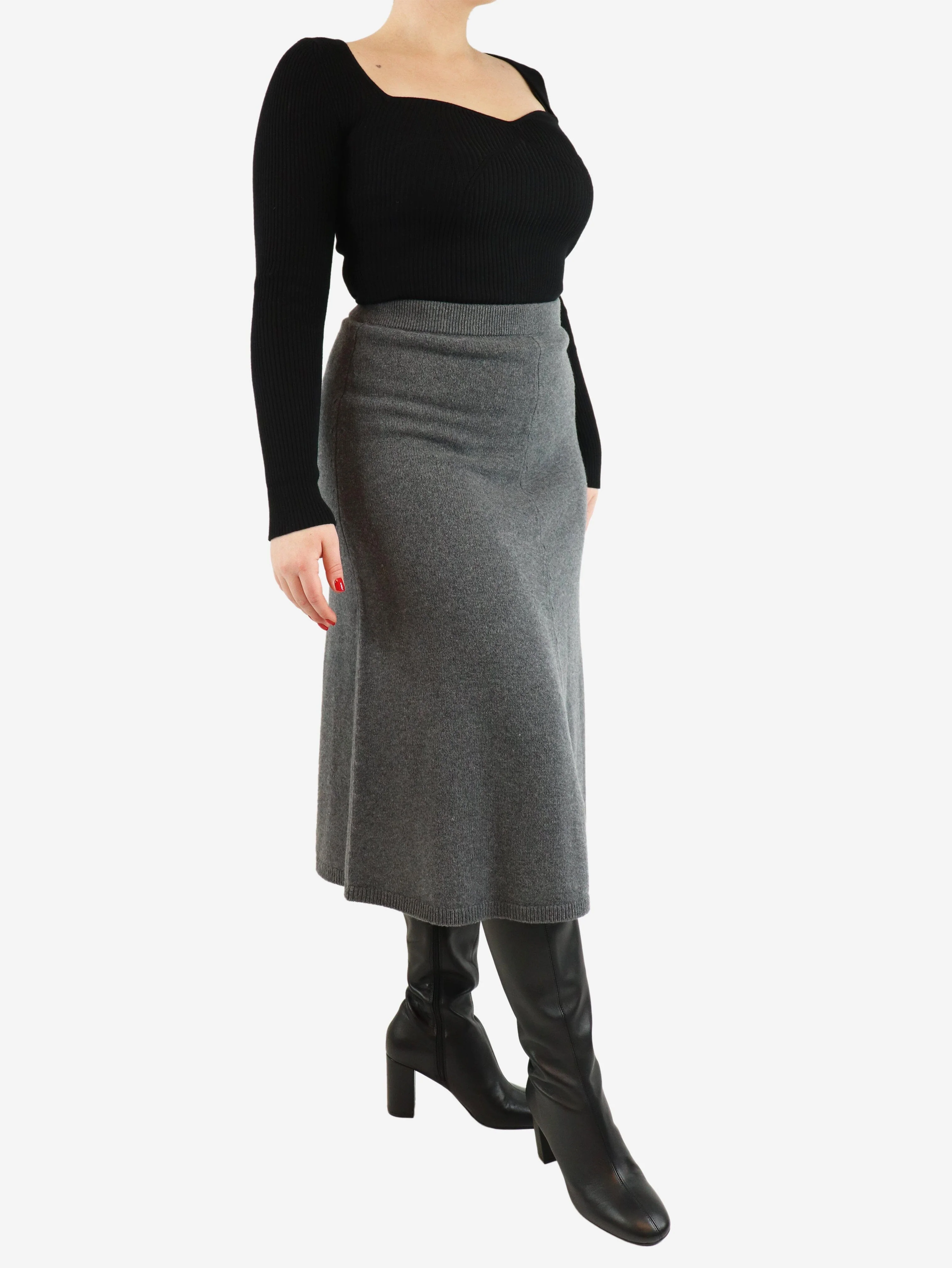 Grey wool midi skirt - size M - Image 2