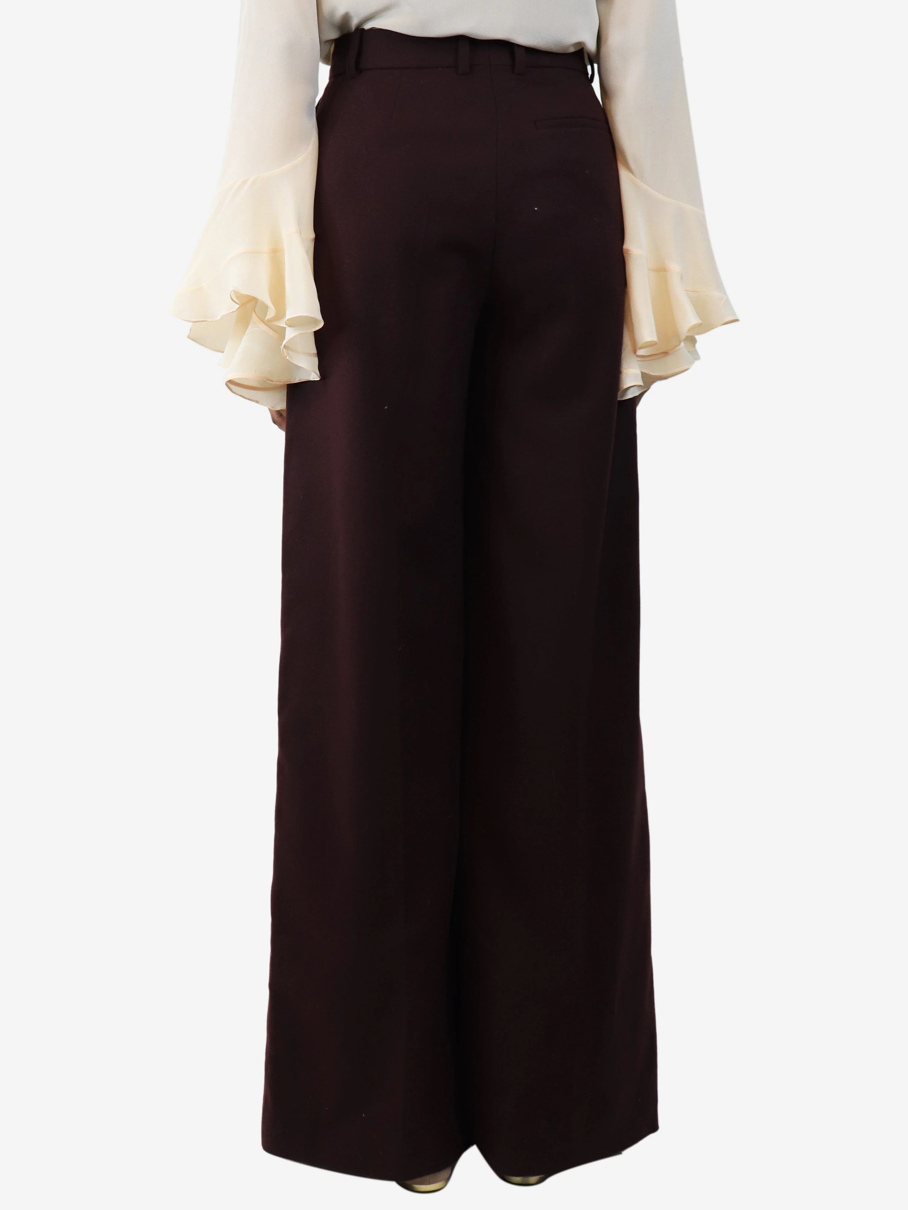Purple wool wide-leg trousers - size UK 6 - Image 3