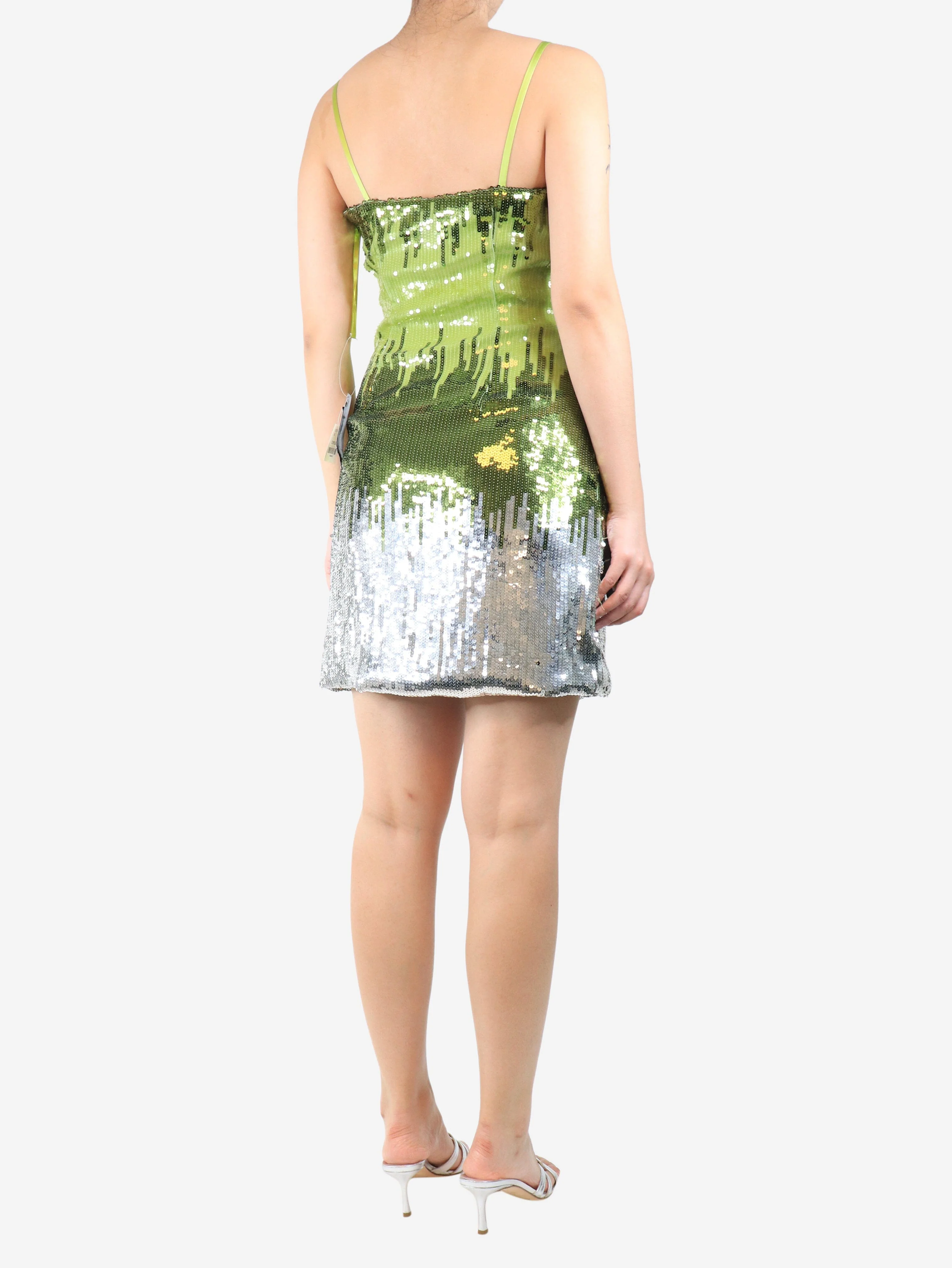 Green sequin mini dress - size UK 8 - Image 2