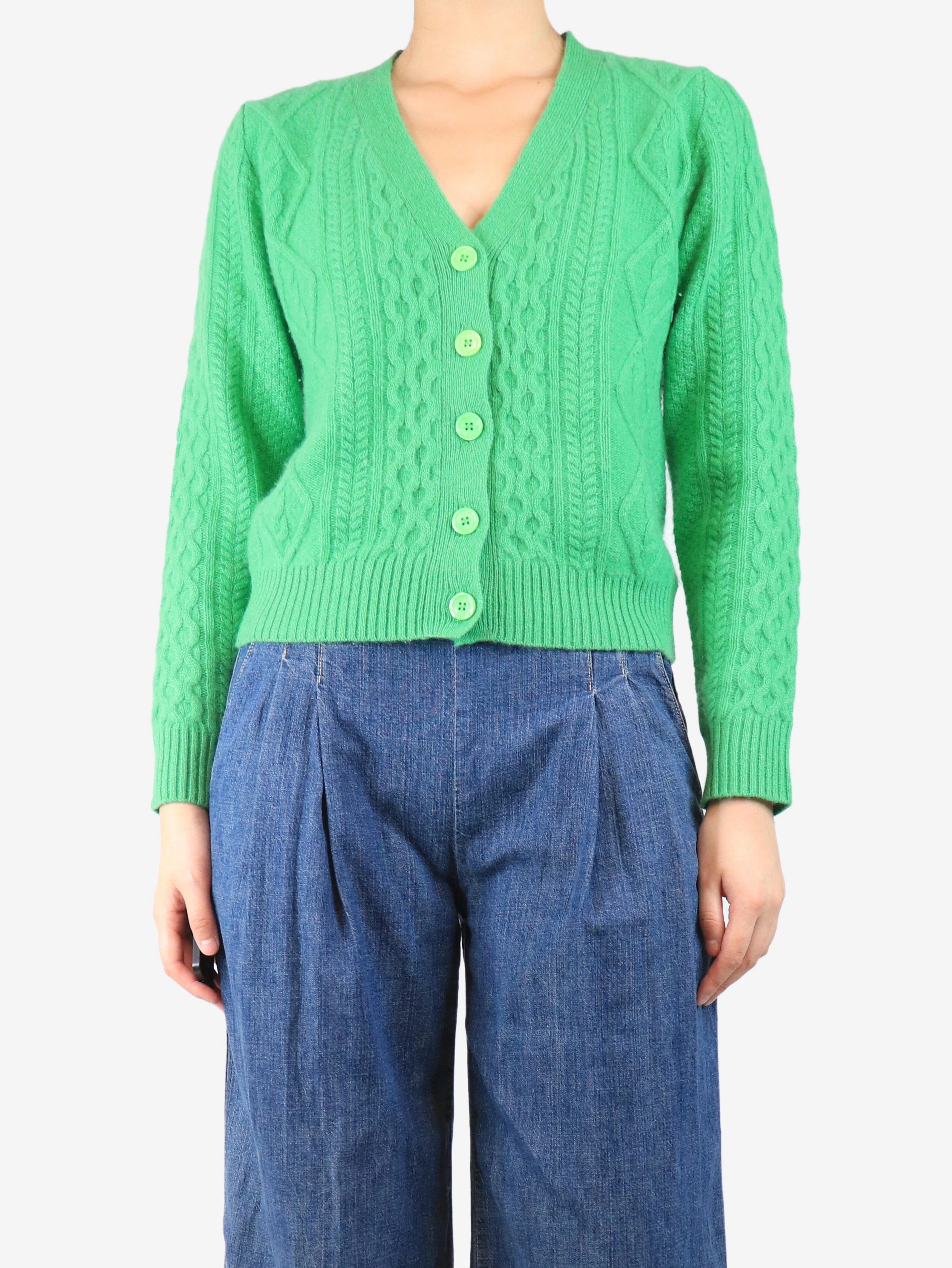 Green cashmere cardigan - size UK 8