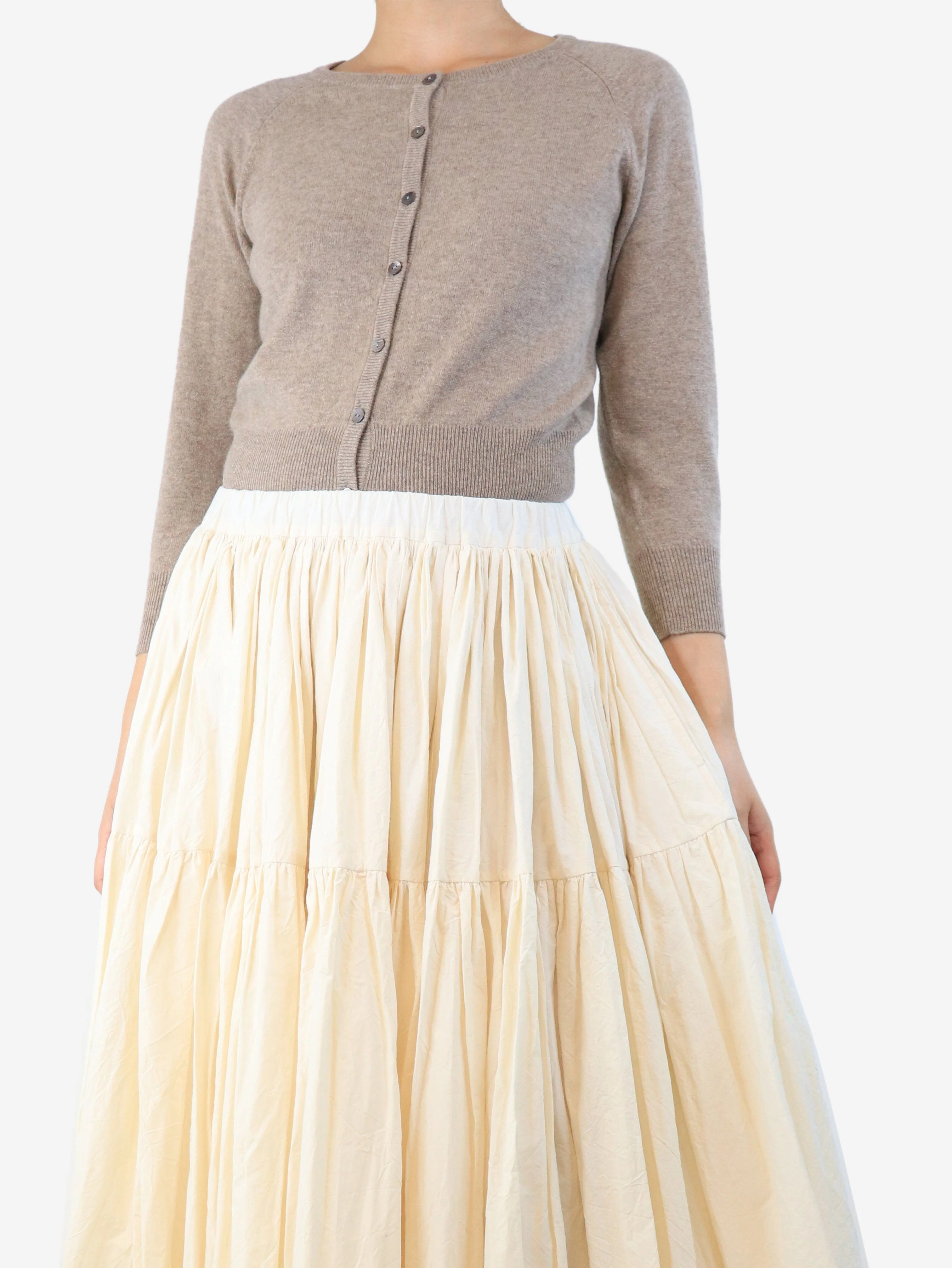 Neutral cashmere cardigan - size UK 10