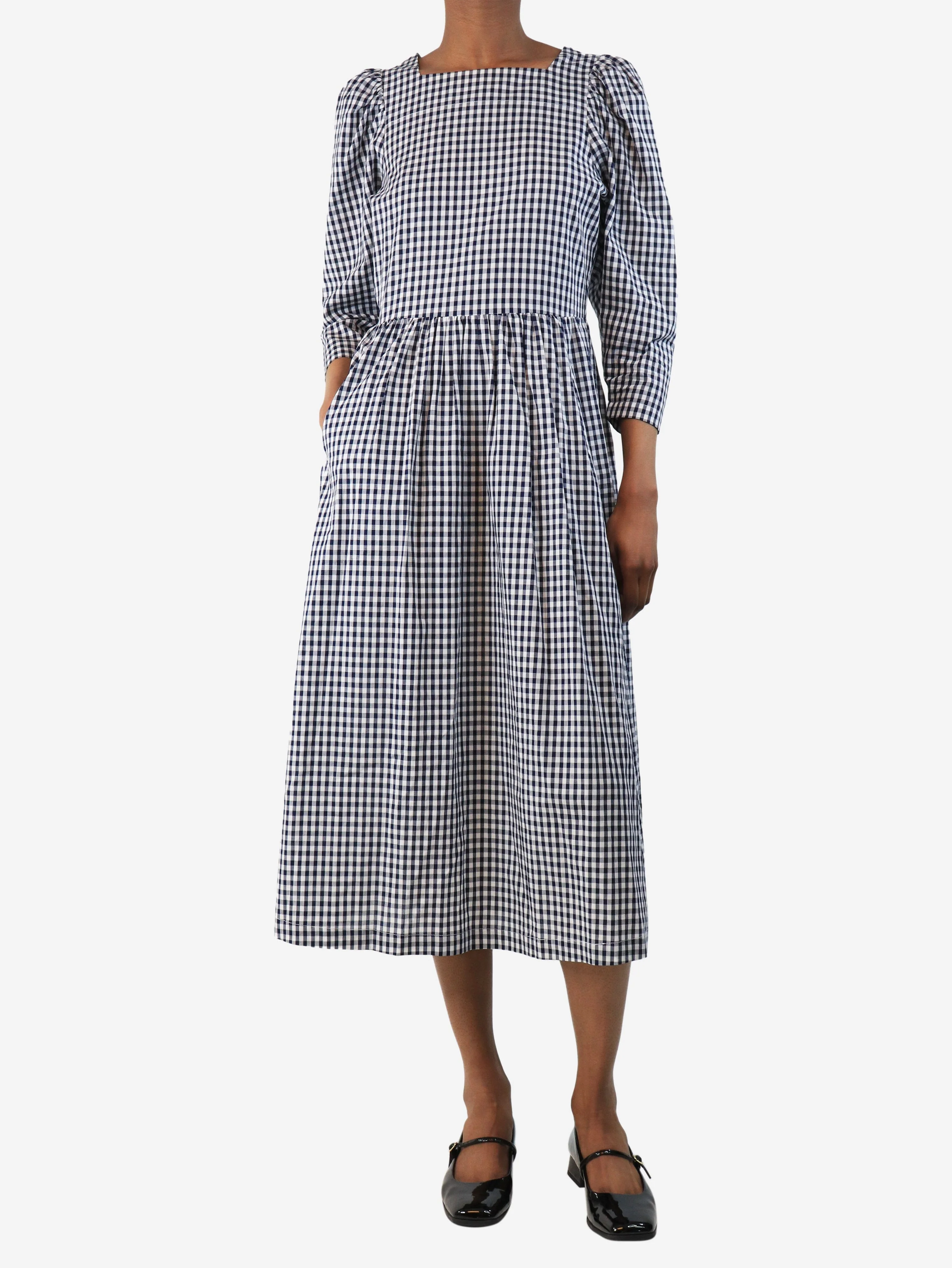 Navy blue and white gingham dress - size XS