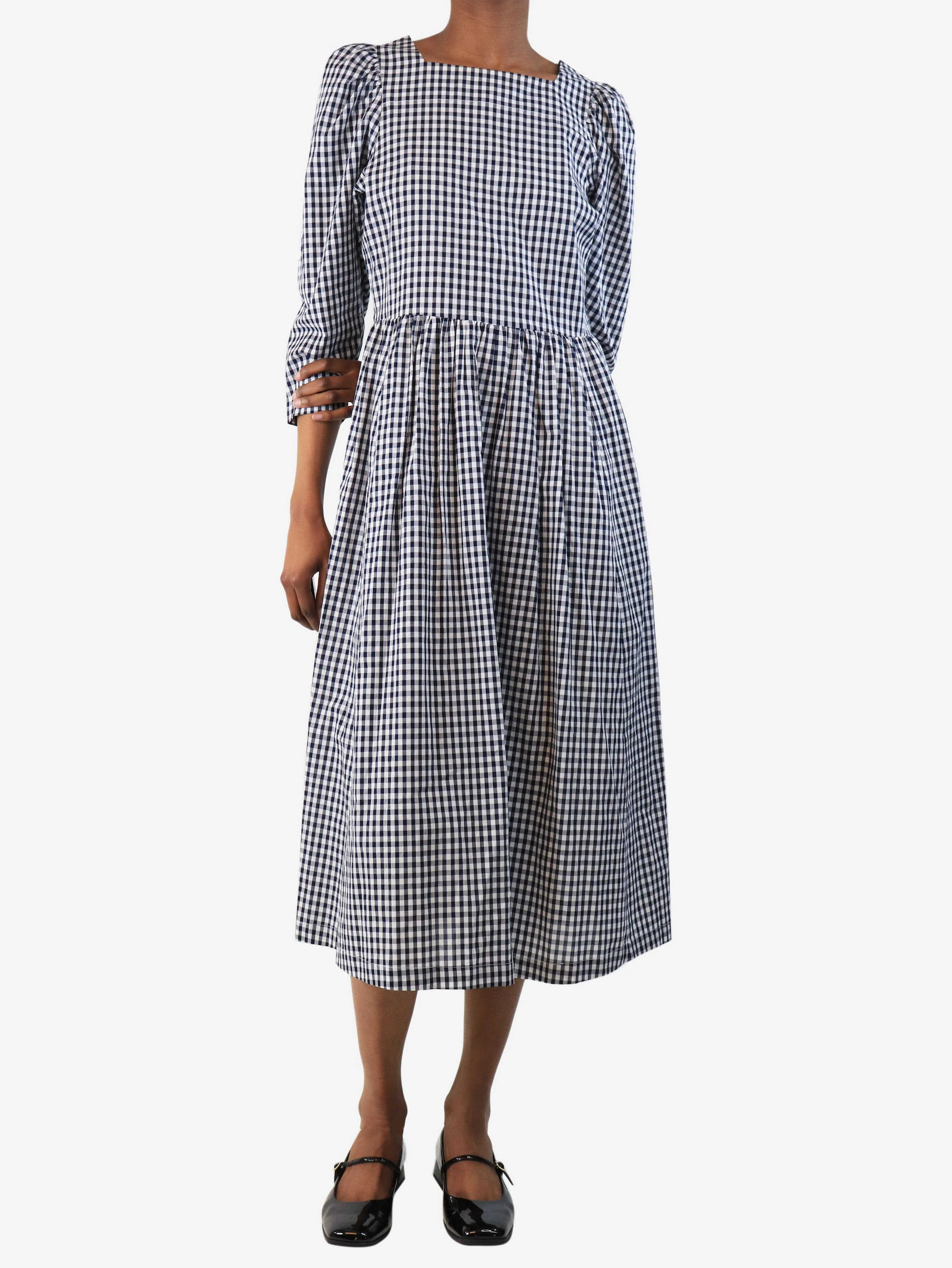 Navy blue and white gingham dress - size XS - Image 3