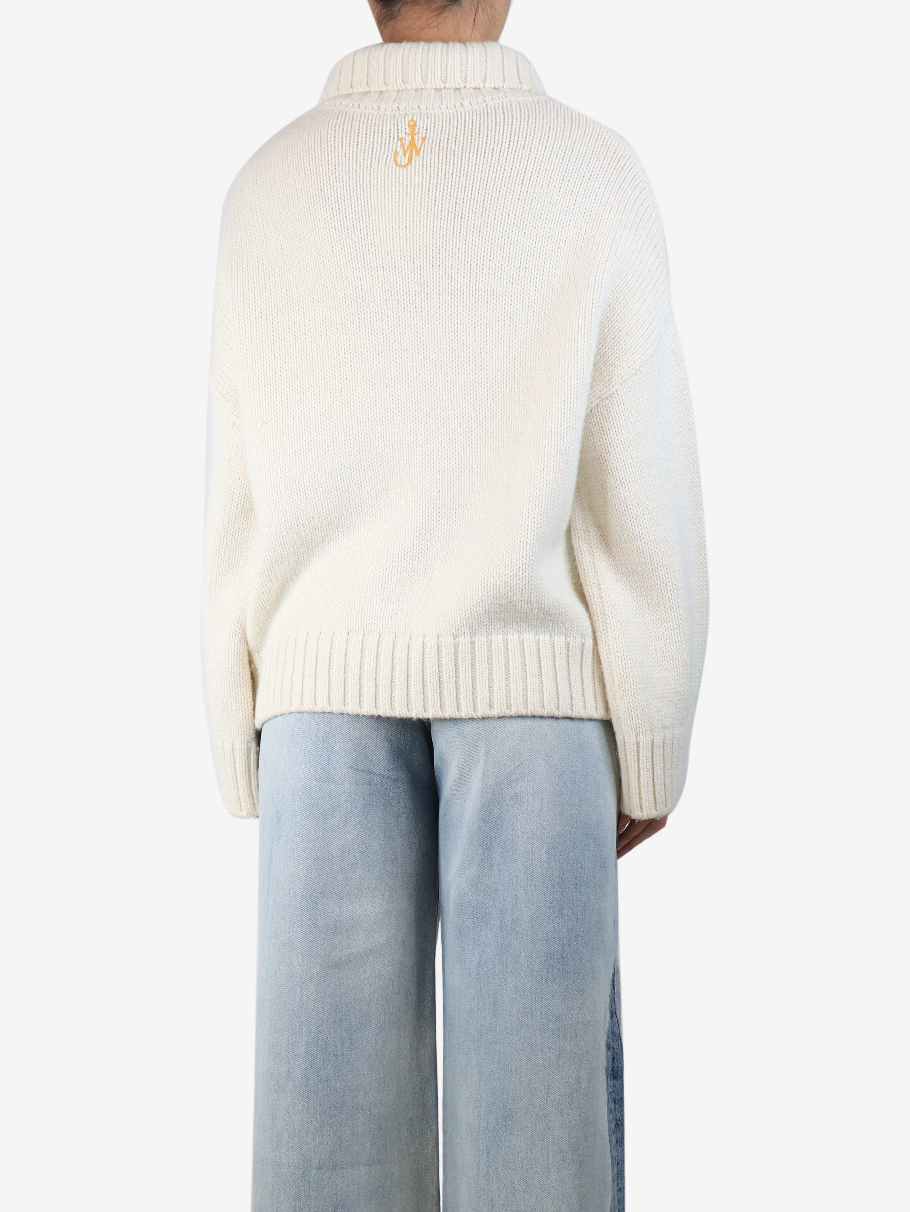 Ivory wool roll-neck jumper - size S - Image 2
