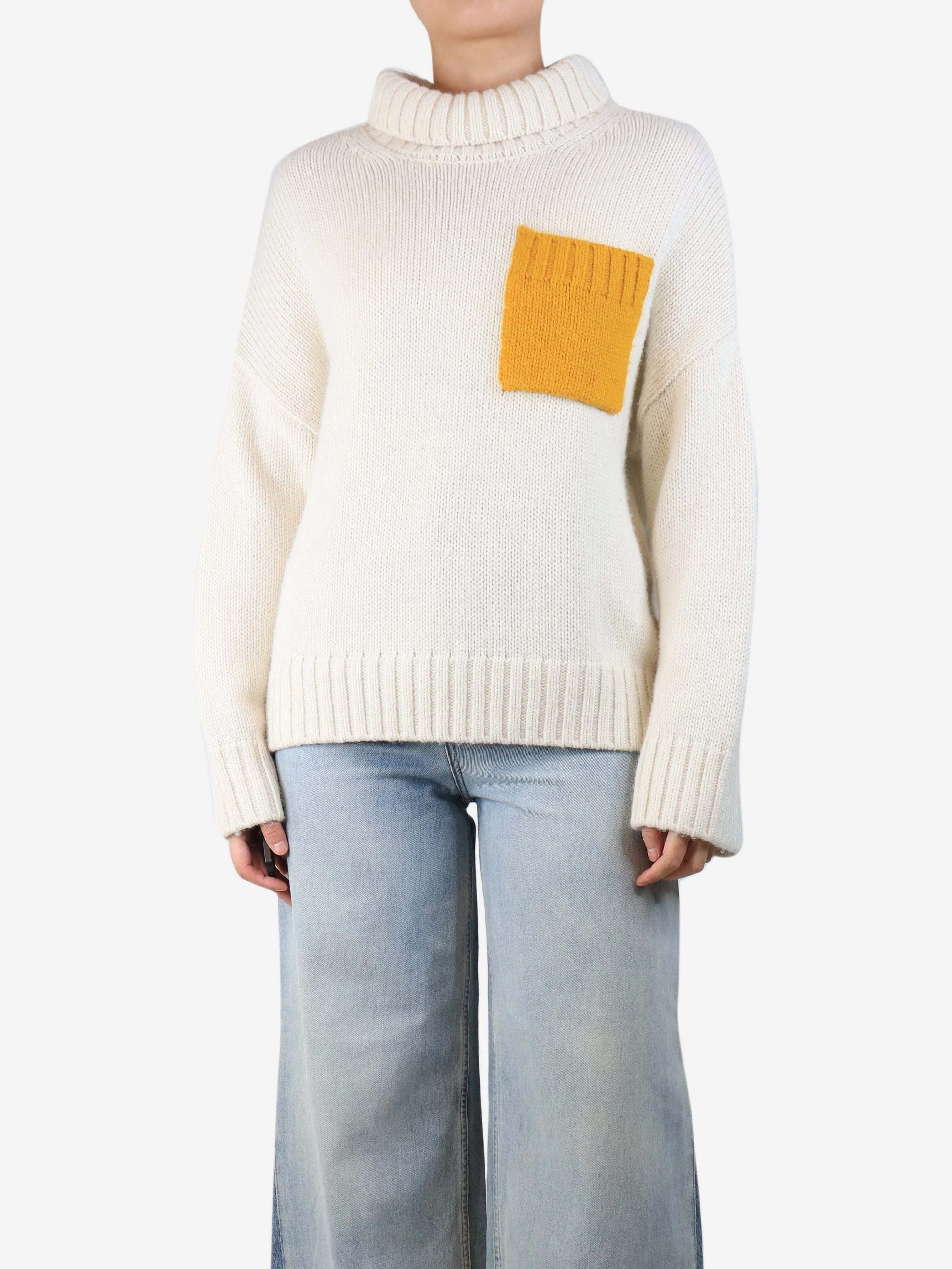 Ivory wool roll-neck jumper - size S - Image 3