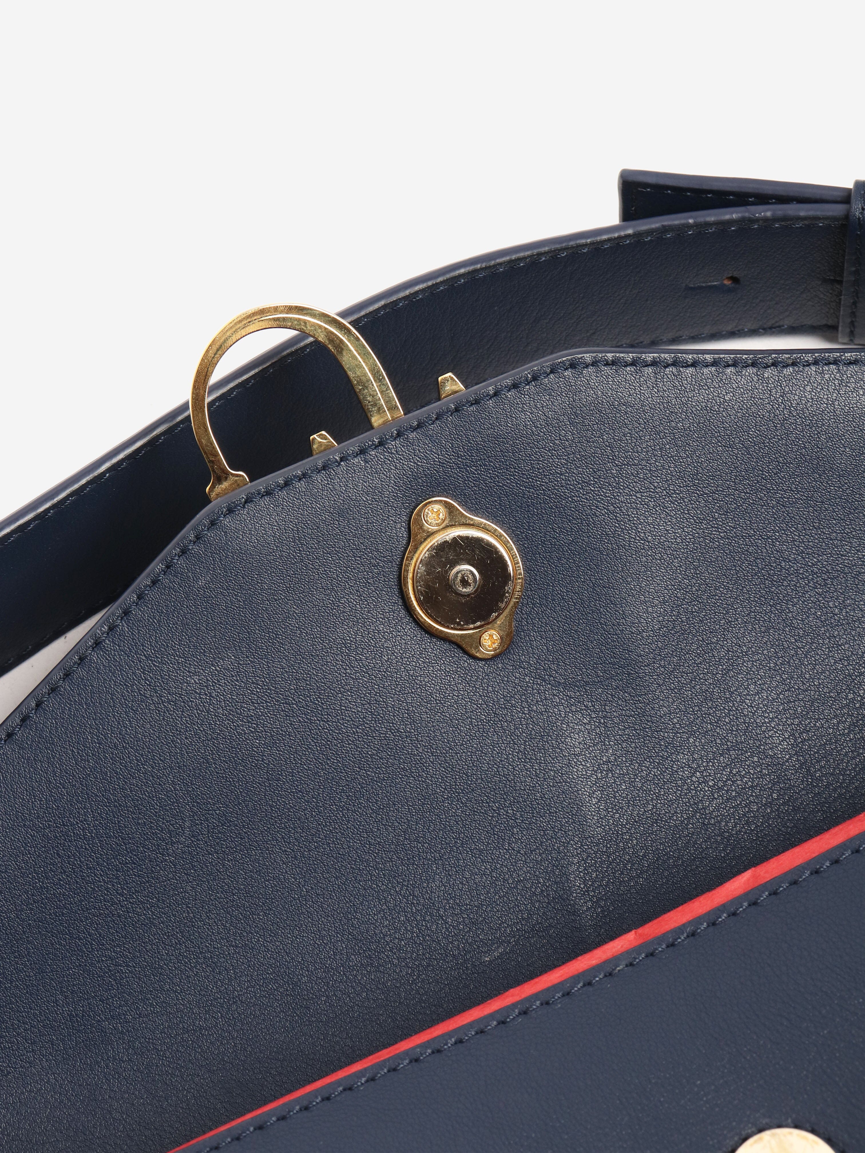 Navy leather logo shoulder bag - Image 6