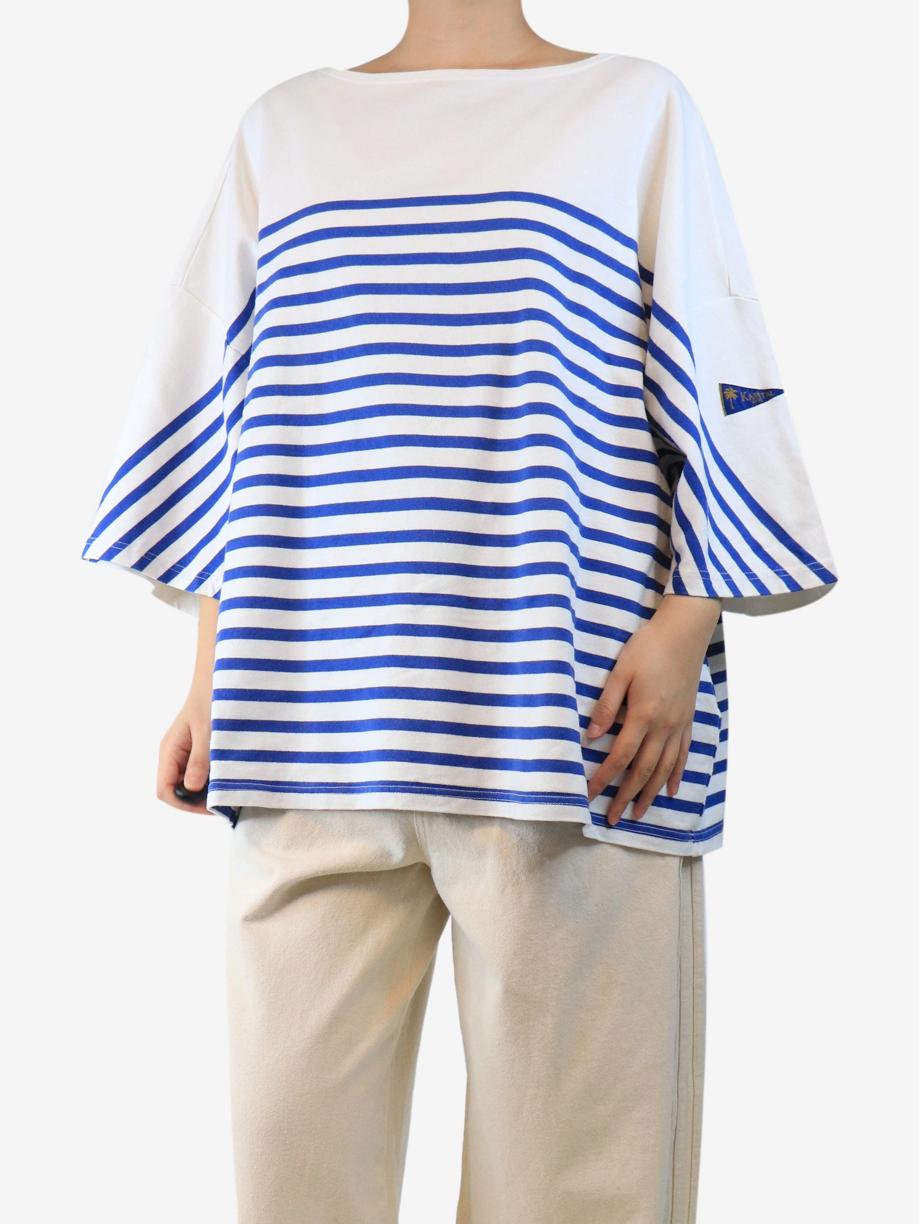 Blue and white striped top - size M - Image 3