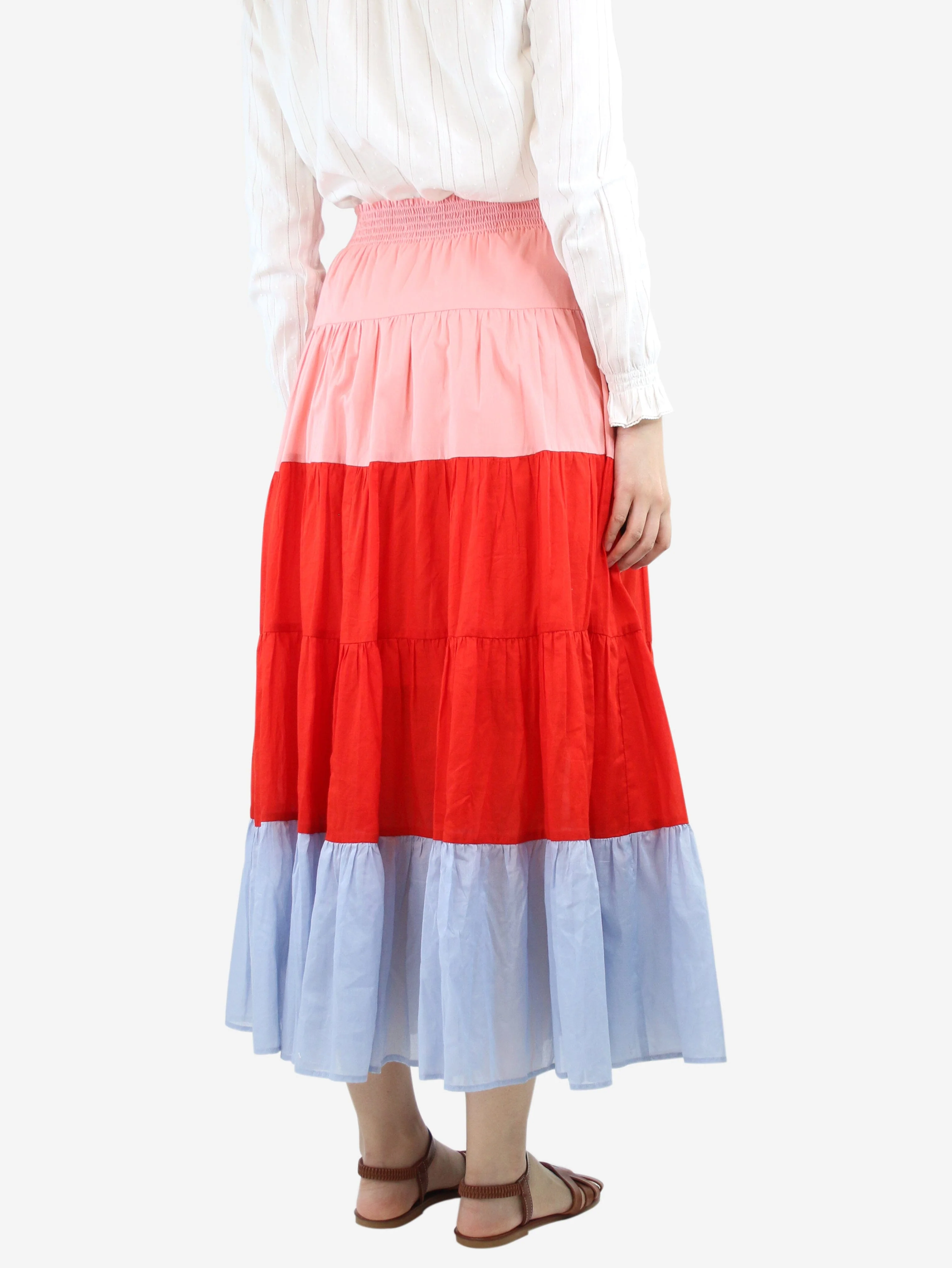Multicolour colour-block maxi skirt - size UK 8 - Image 3