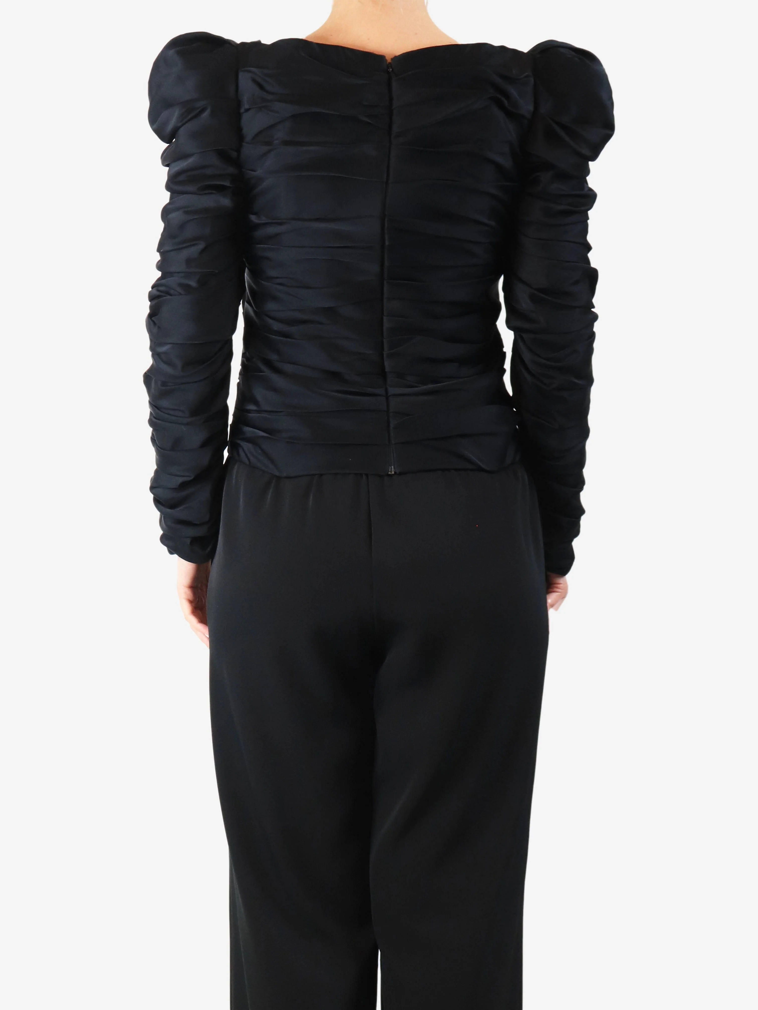 Black ruched bodice top - size UK 10 - Image 2