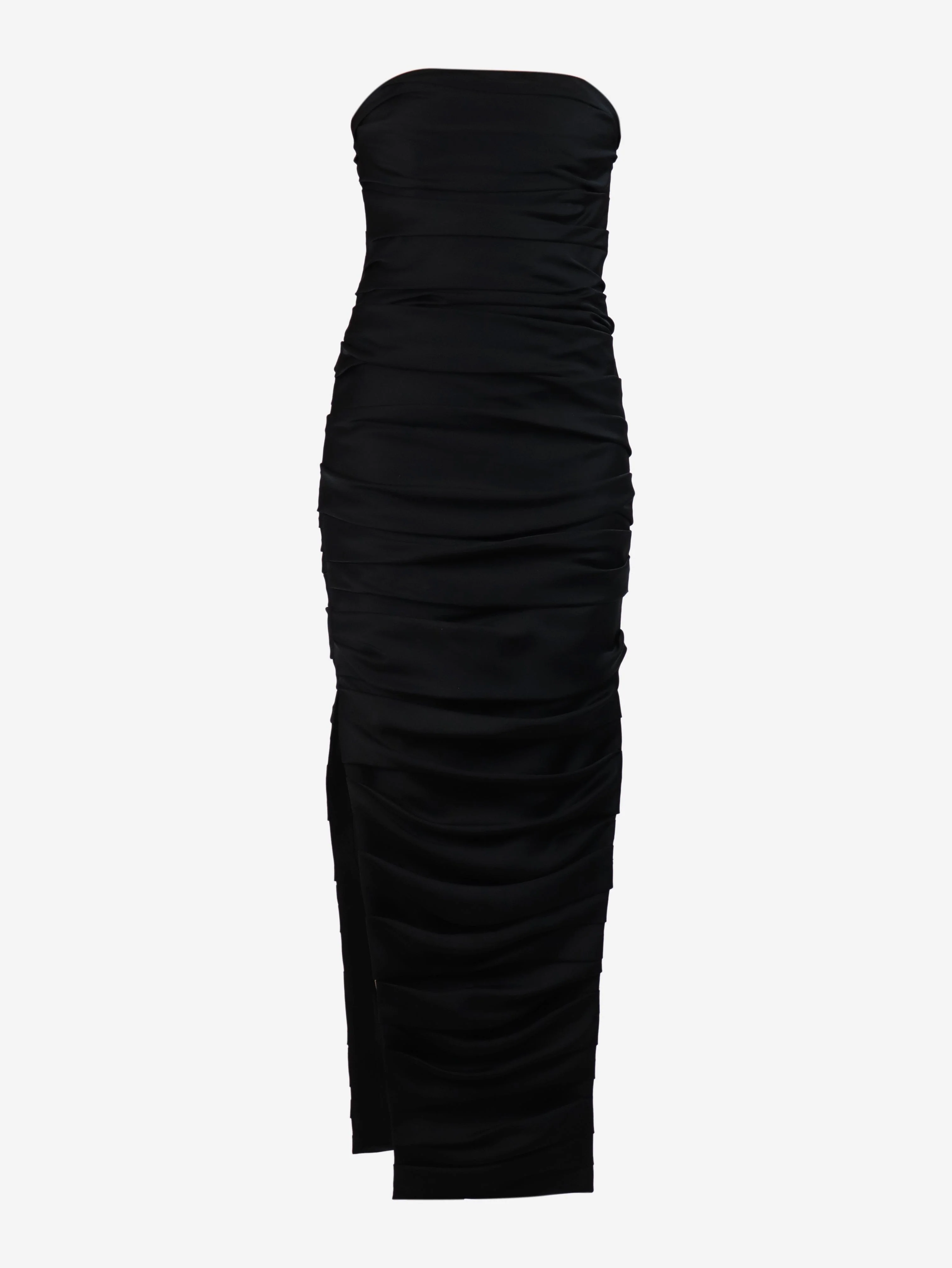 Black strapless ruched midi dress - size UK 6 - Image 4