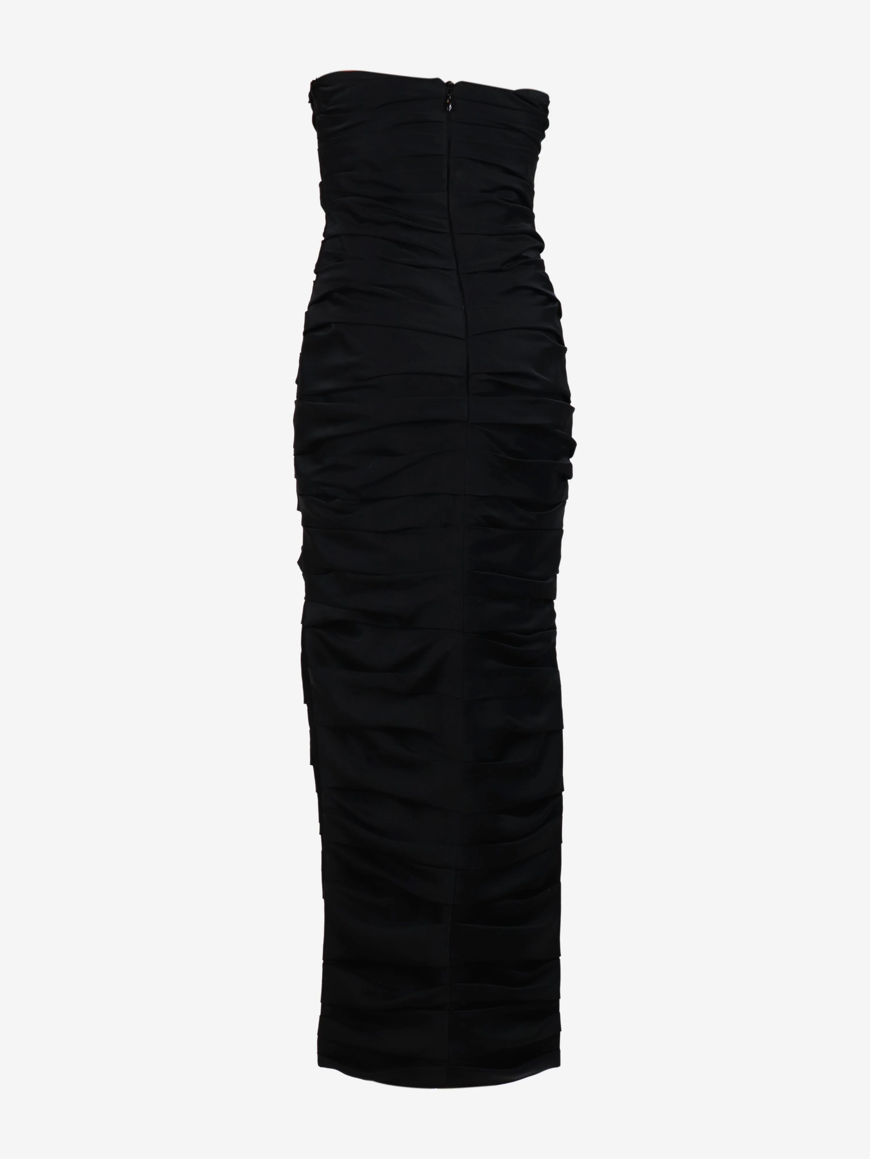 Black strapless ruched midi dress - size UK 6 - Image 5