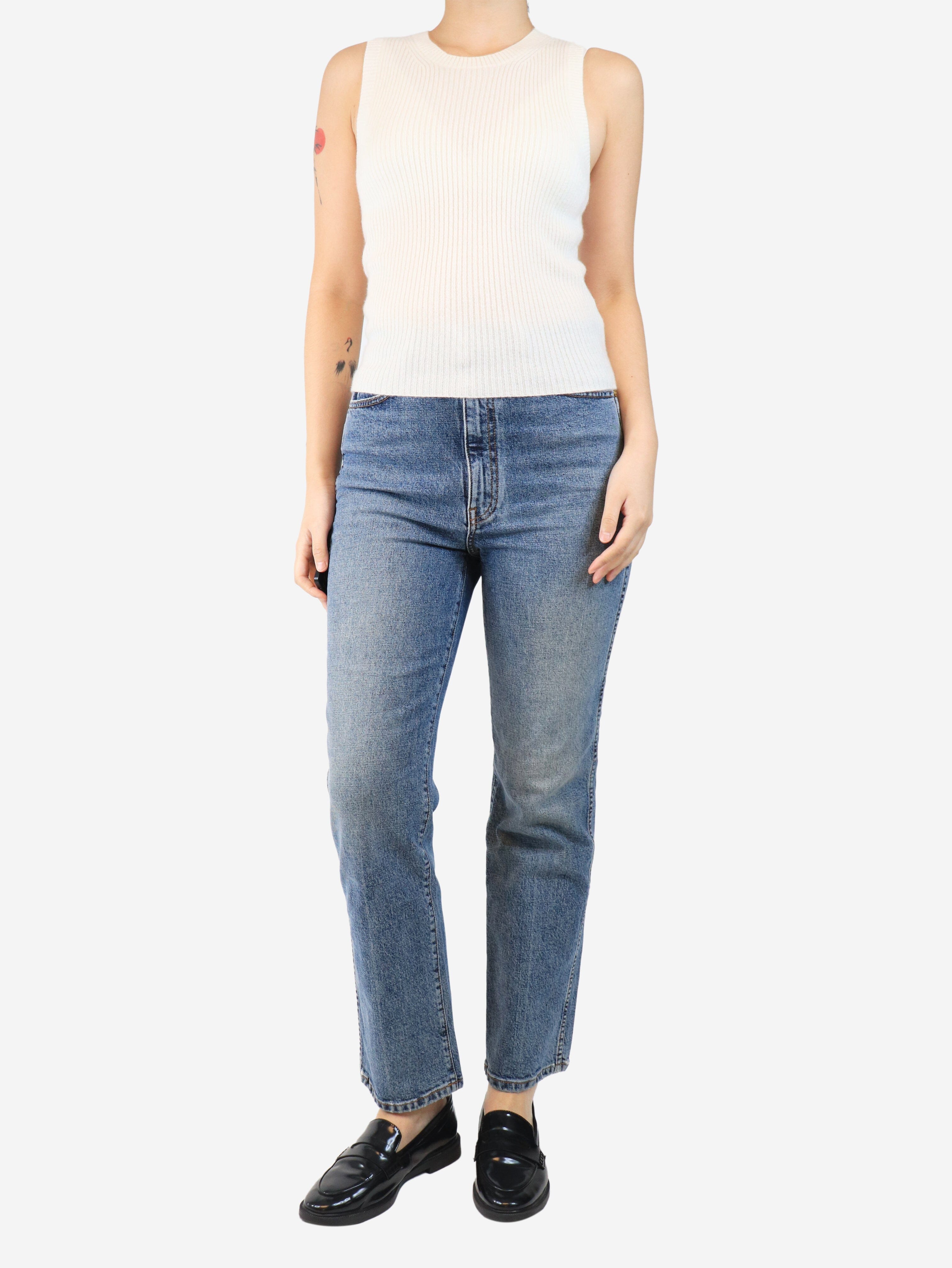 Blue light wash ribcage jeans - size UK 10 - Image 2