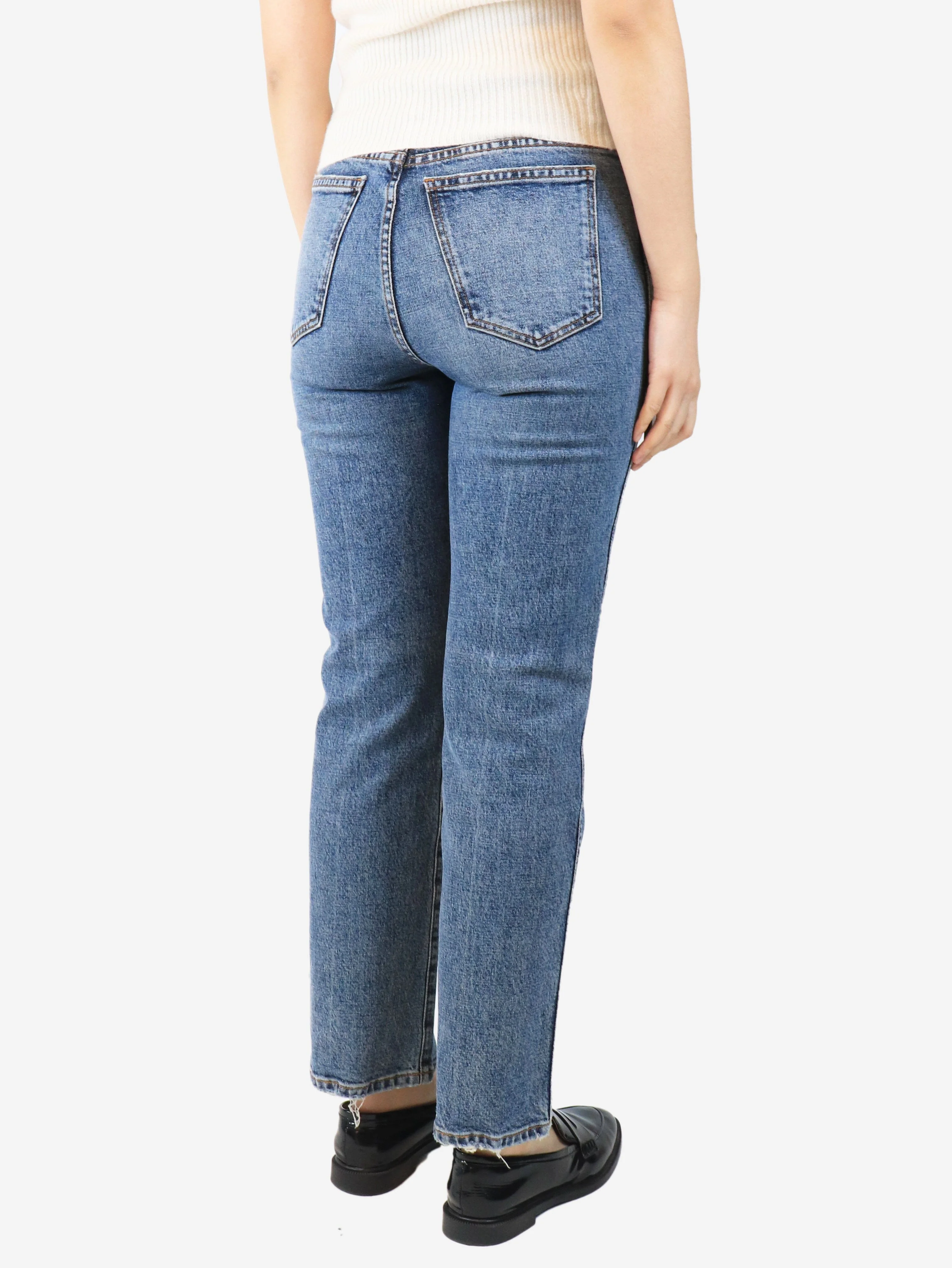 Blue light wash ribcage jeans - size UK 10 - Image 3