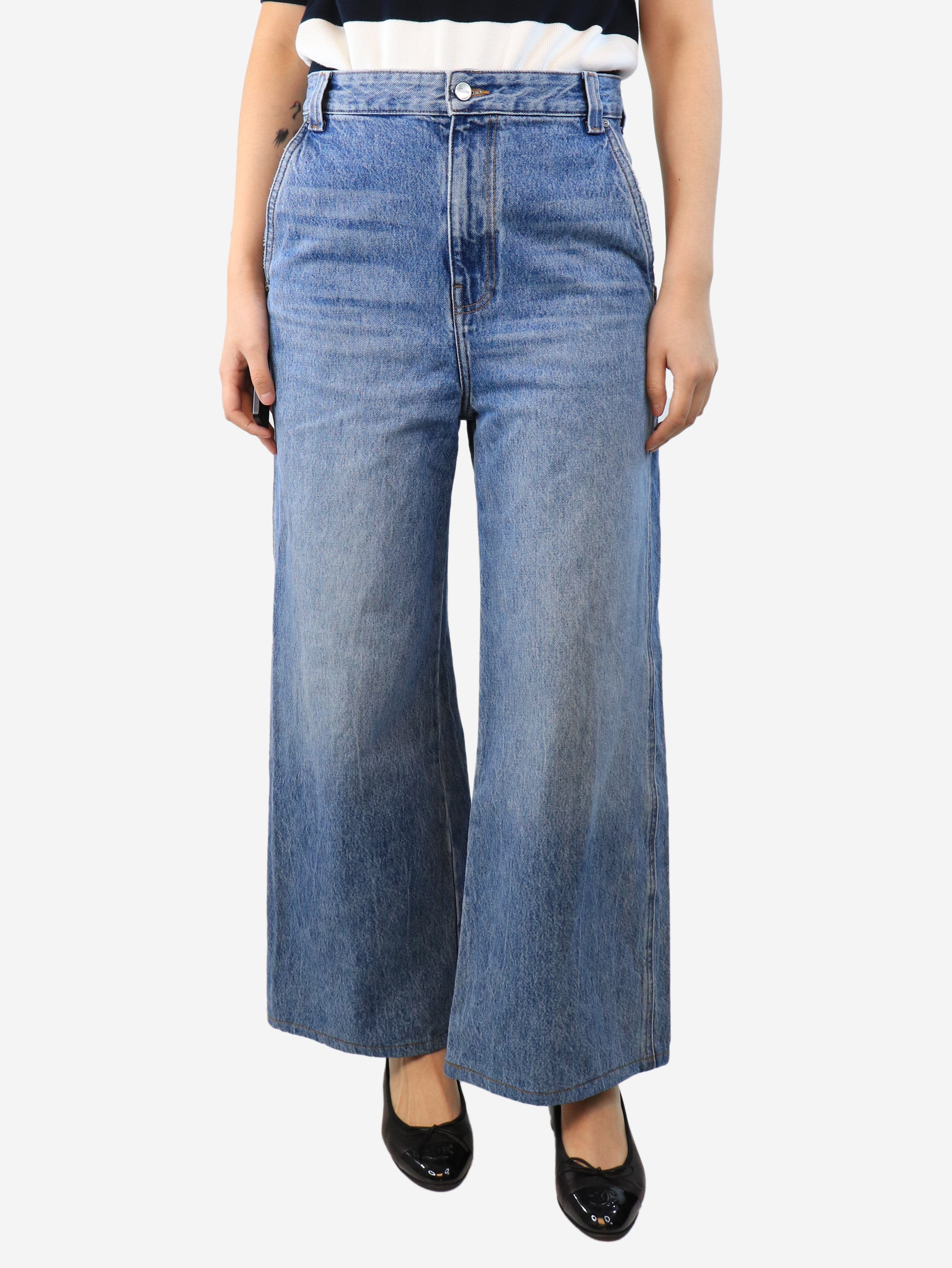 Blue wide-leg jeans - size UK 8