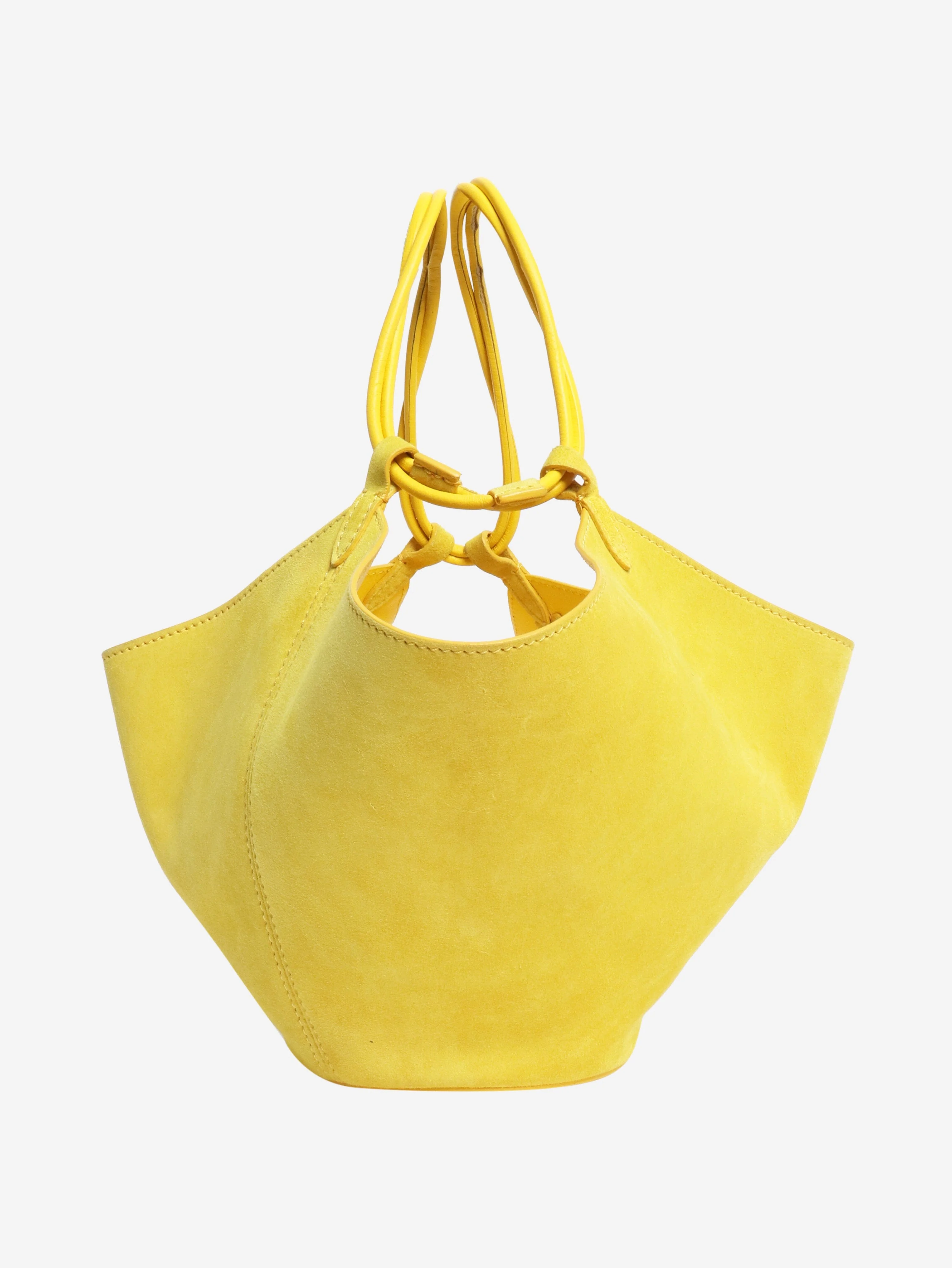 Citron mini Lotus drawsting suede bucket bag - Image 3
