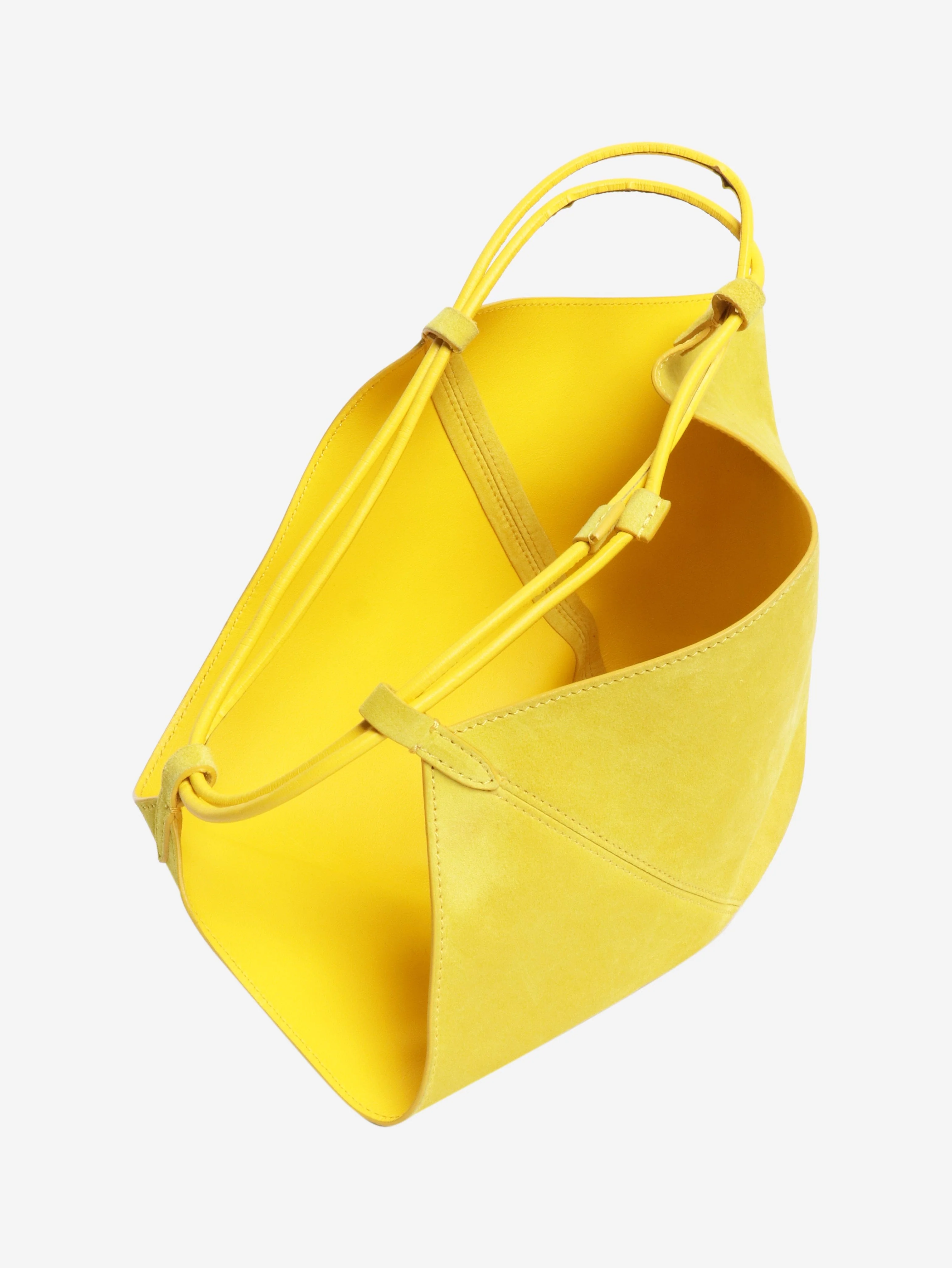 Citron mini Lotus drawsting suede bucket bag - Image 4