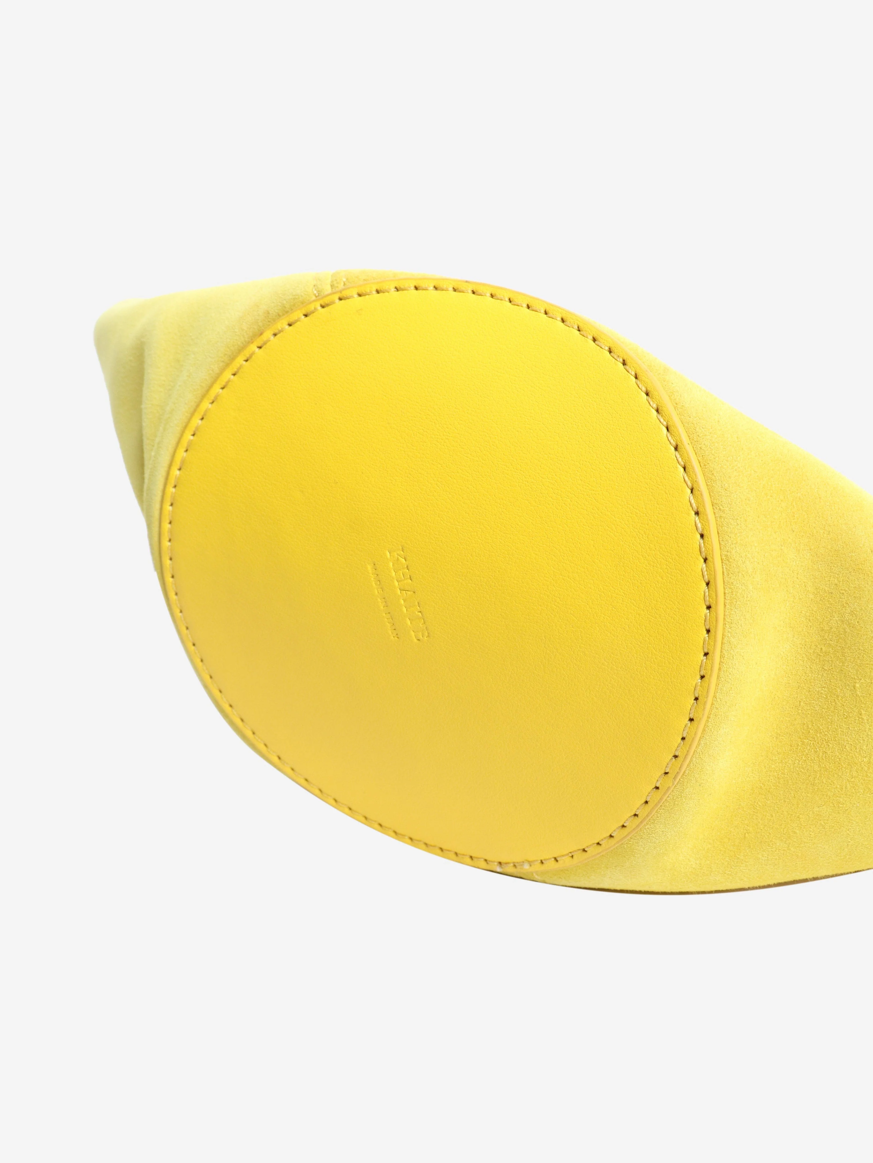 Citron mini Lotus drawsting suede bucket bag - Image 6
