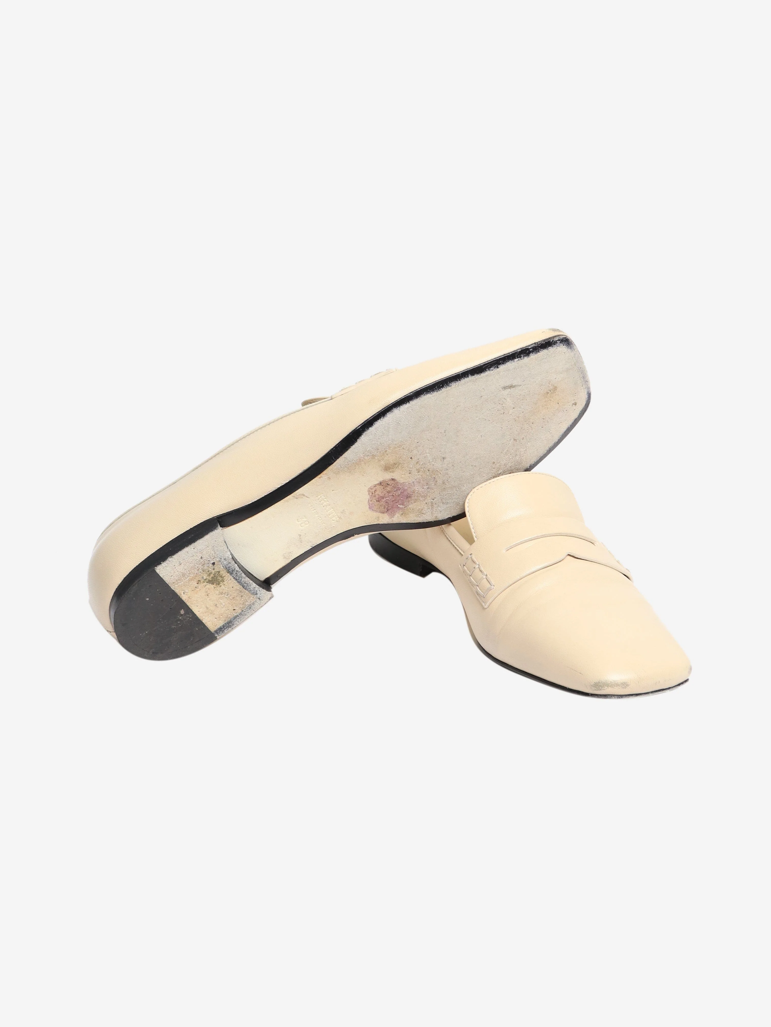Cream leather loafers - size EU 38 - Image 6