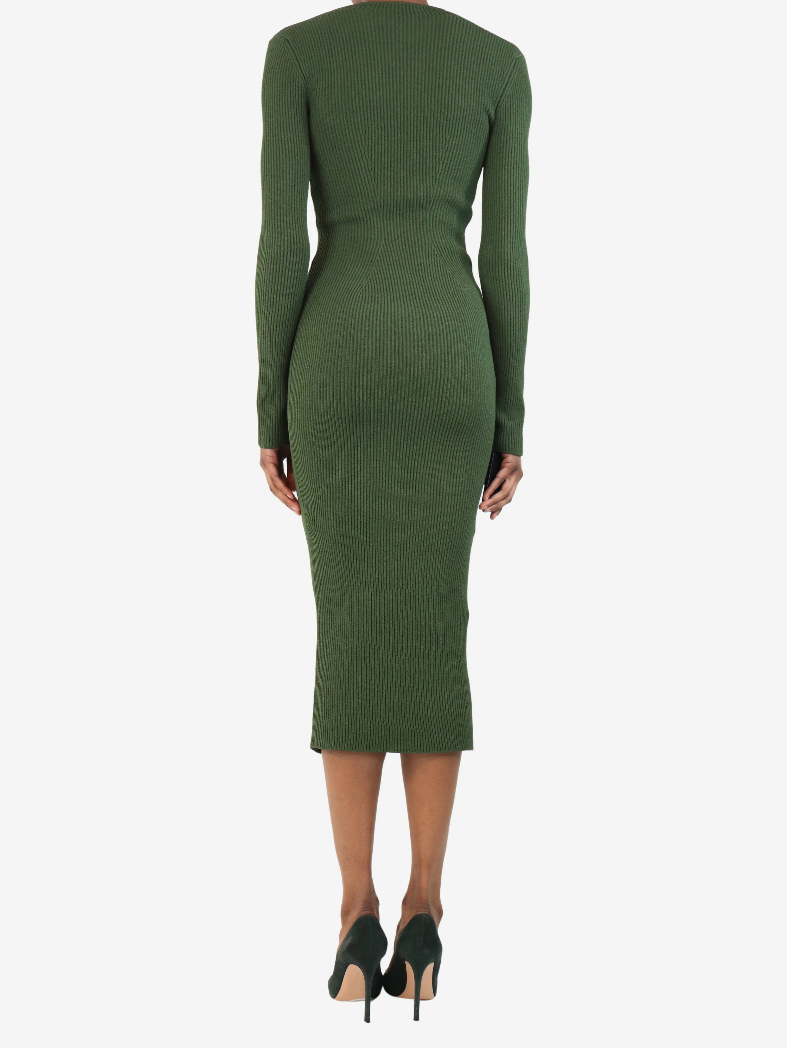Green Alessandra ribbed midi dress - size XS - Image 2