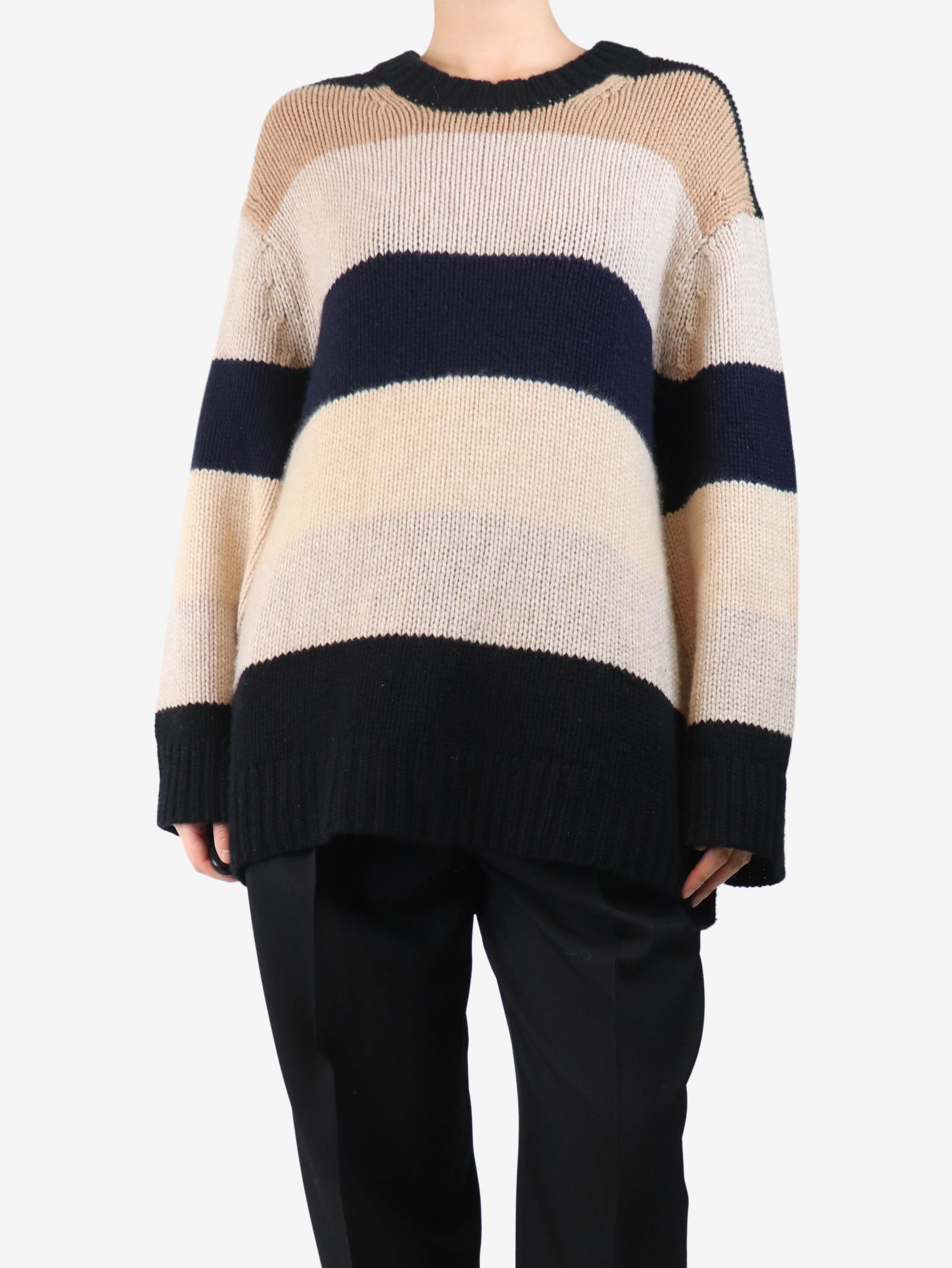 Neutral and black cashmere oversized jumper - size XS