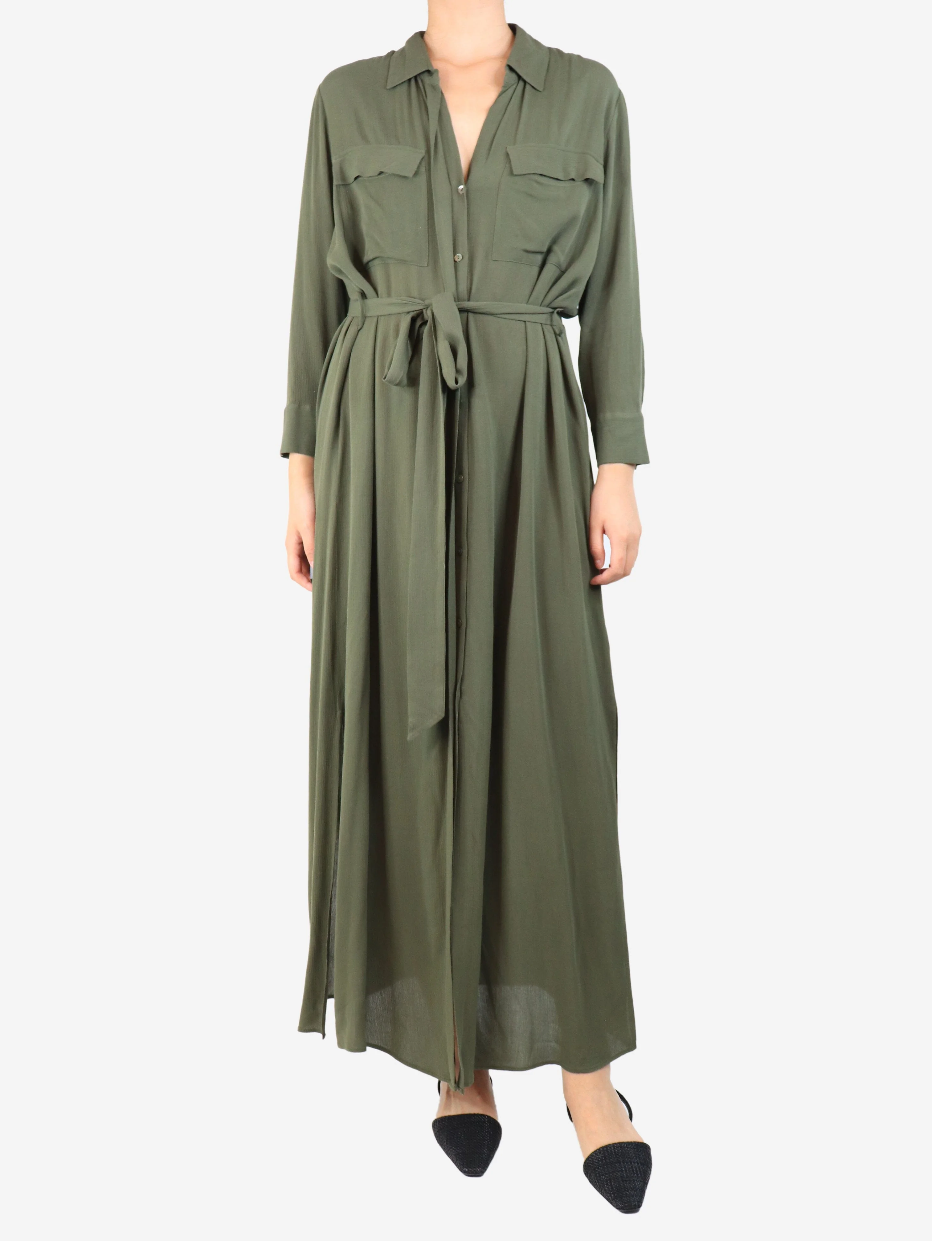 Green belted shirt dress - size S - Image 3