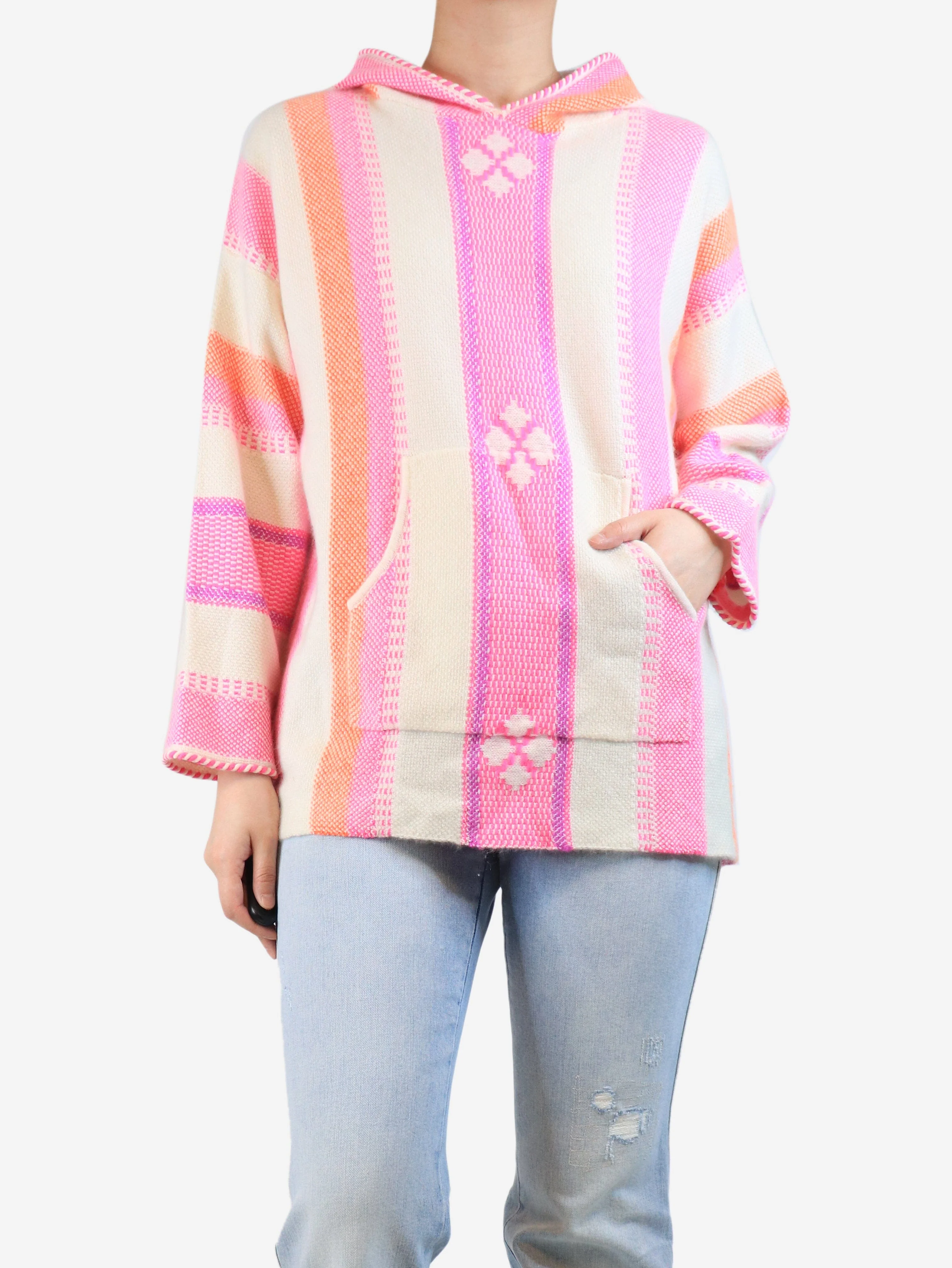 Multicolour oversized cashmere poncho - One size - Image 3