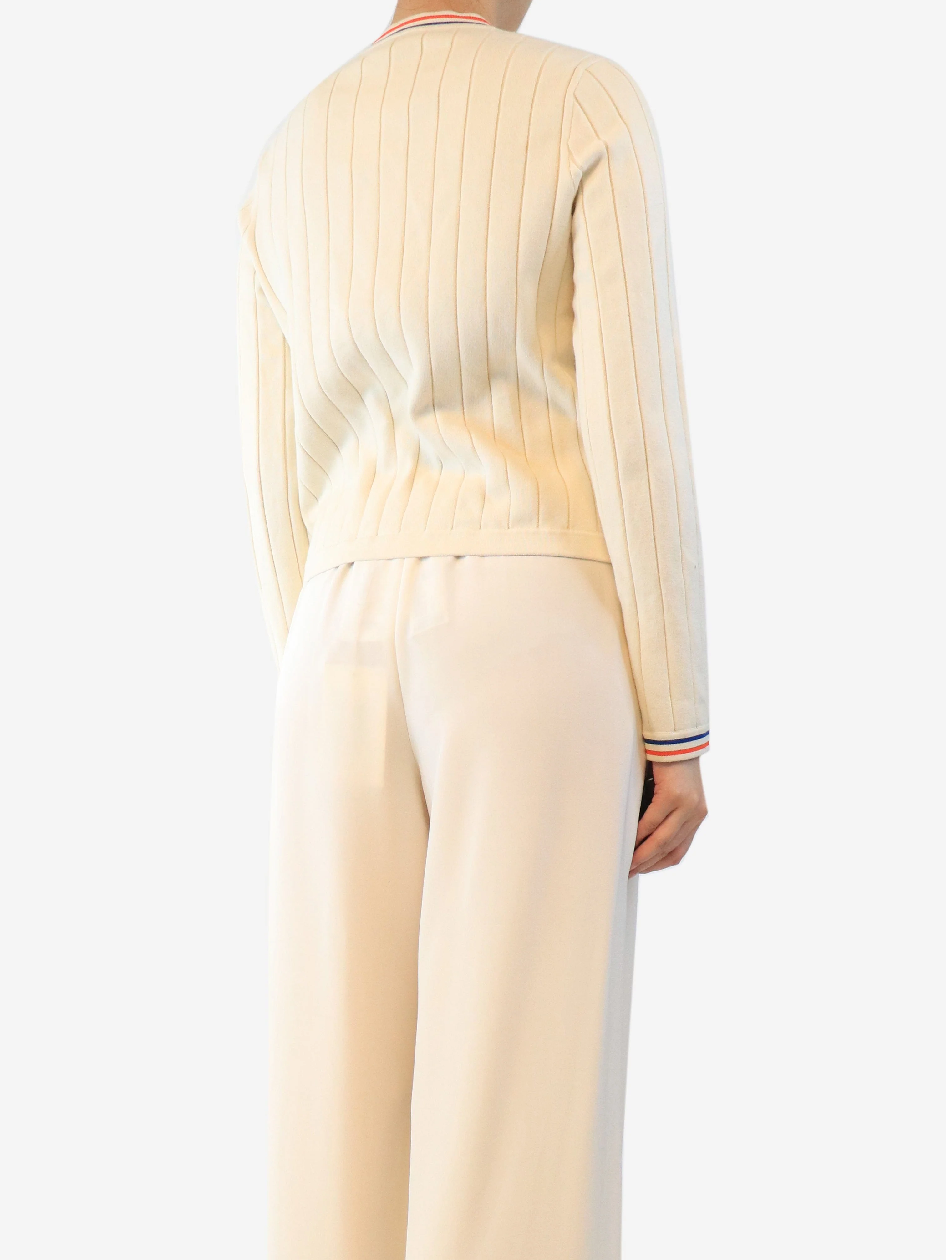 Cream ribbed cardigan - size M - Image 2
