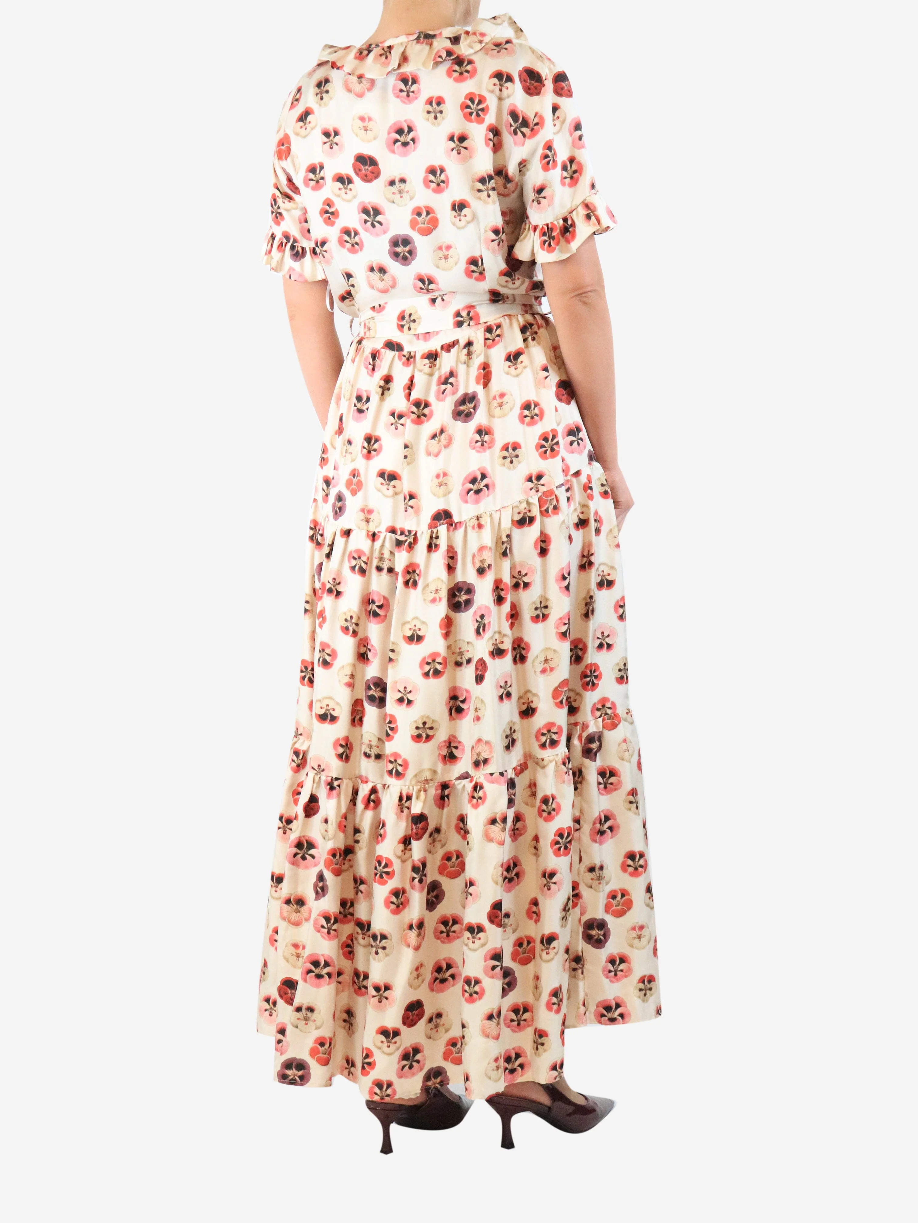 Cream silk long and sassy dress - size M - Image 2
