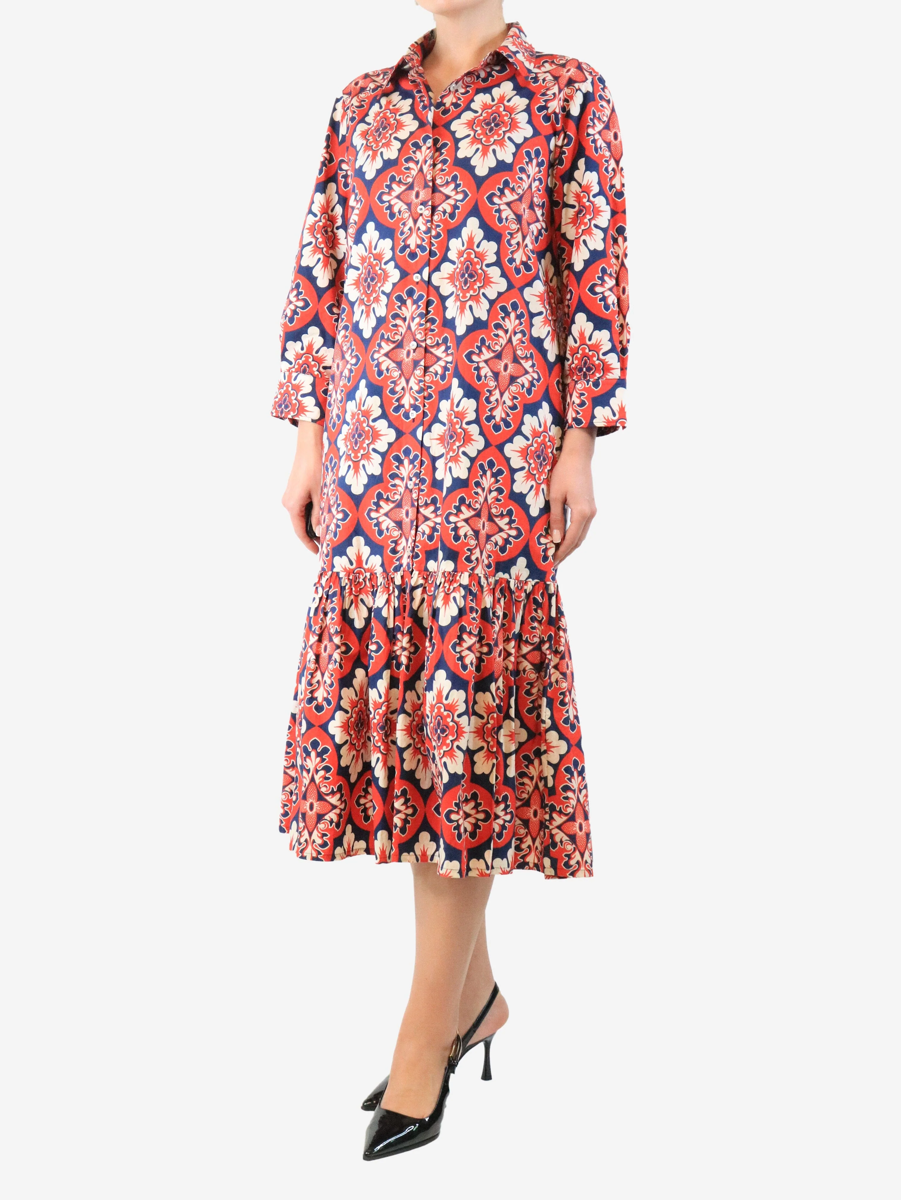 Red printed shirt dress - size M - Image 3