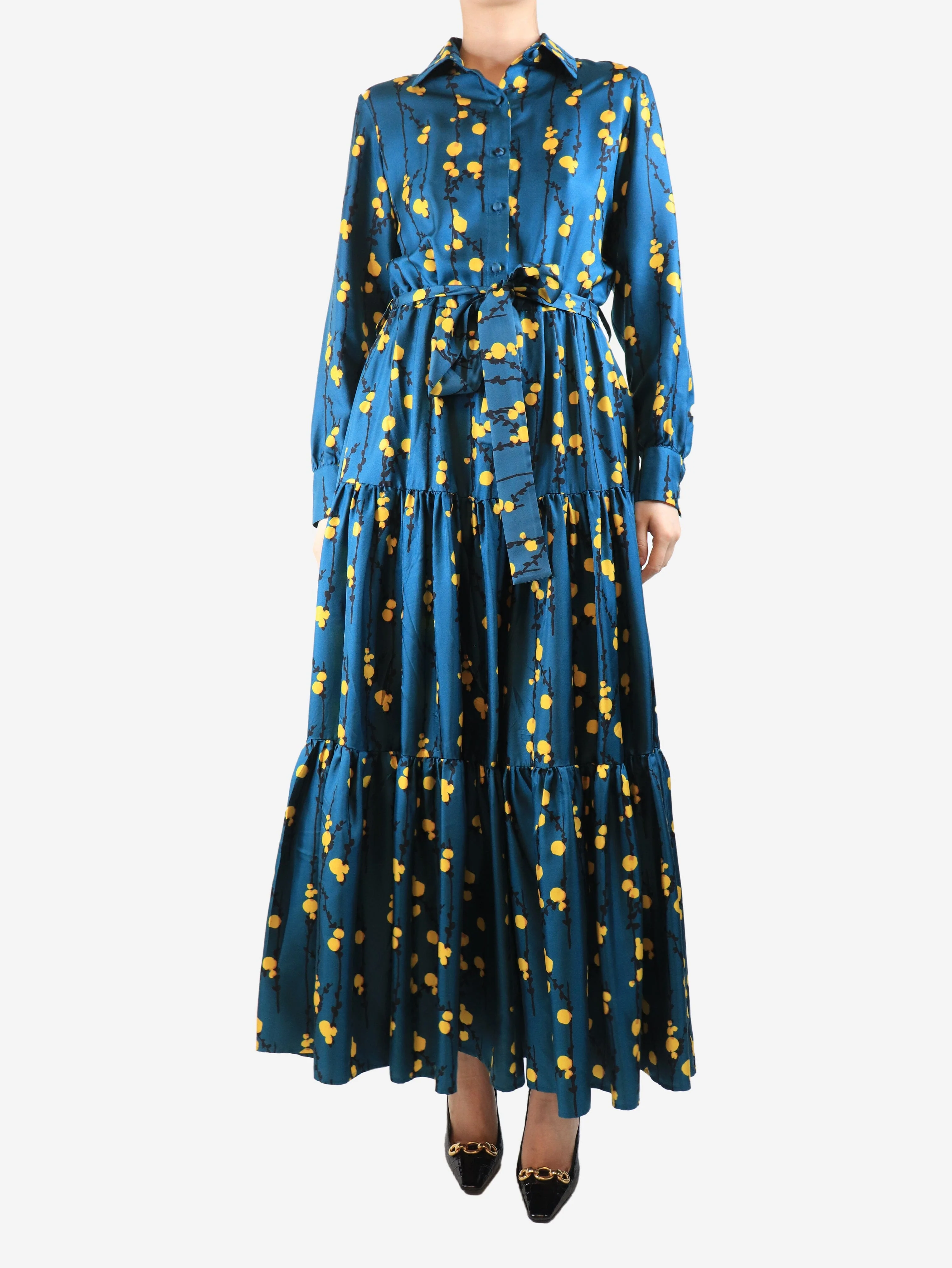 Teal floral maxi dress - size M