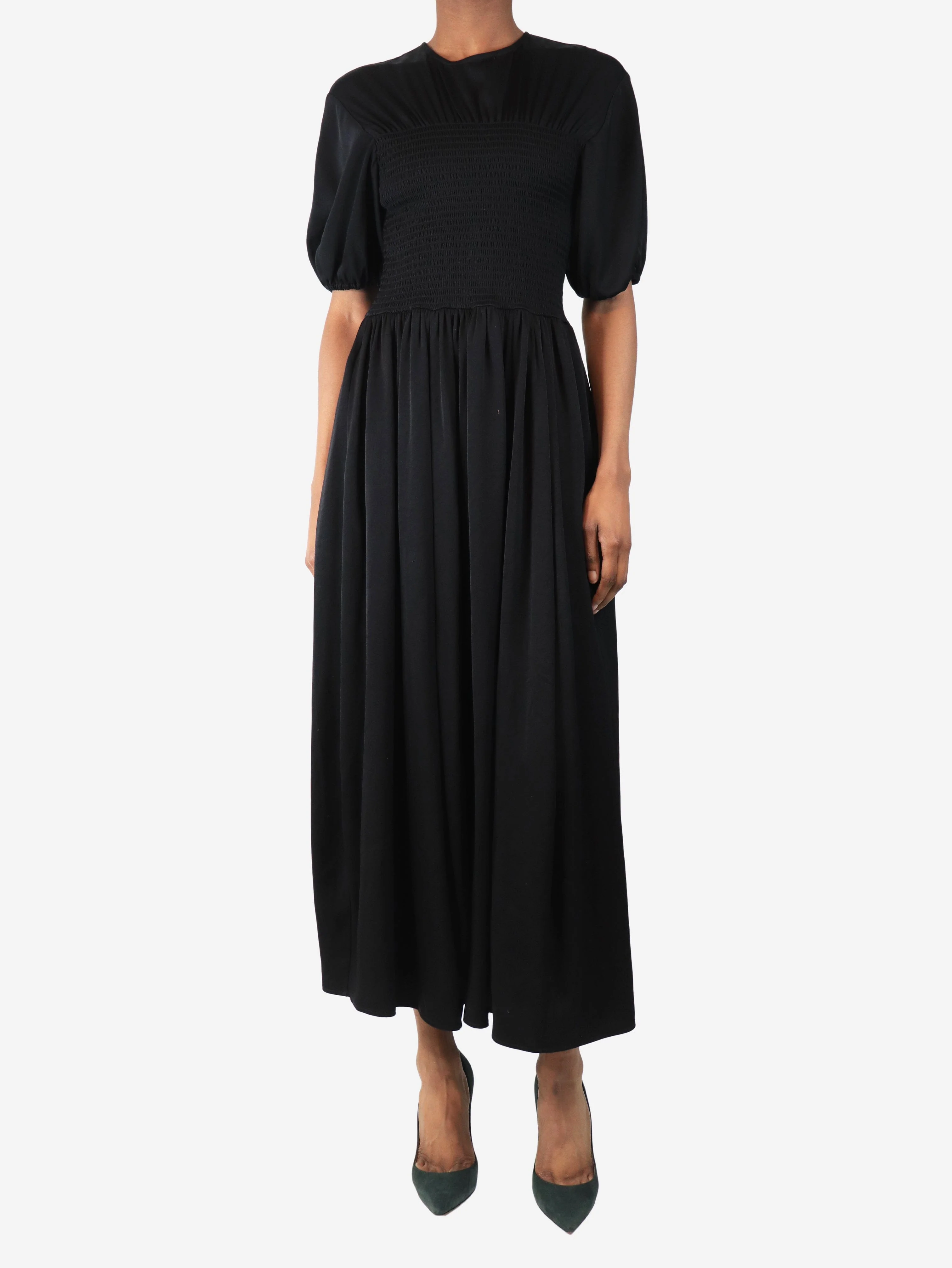 Black satin maxi dress - size XS