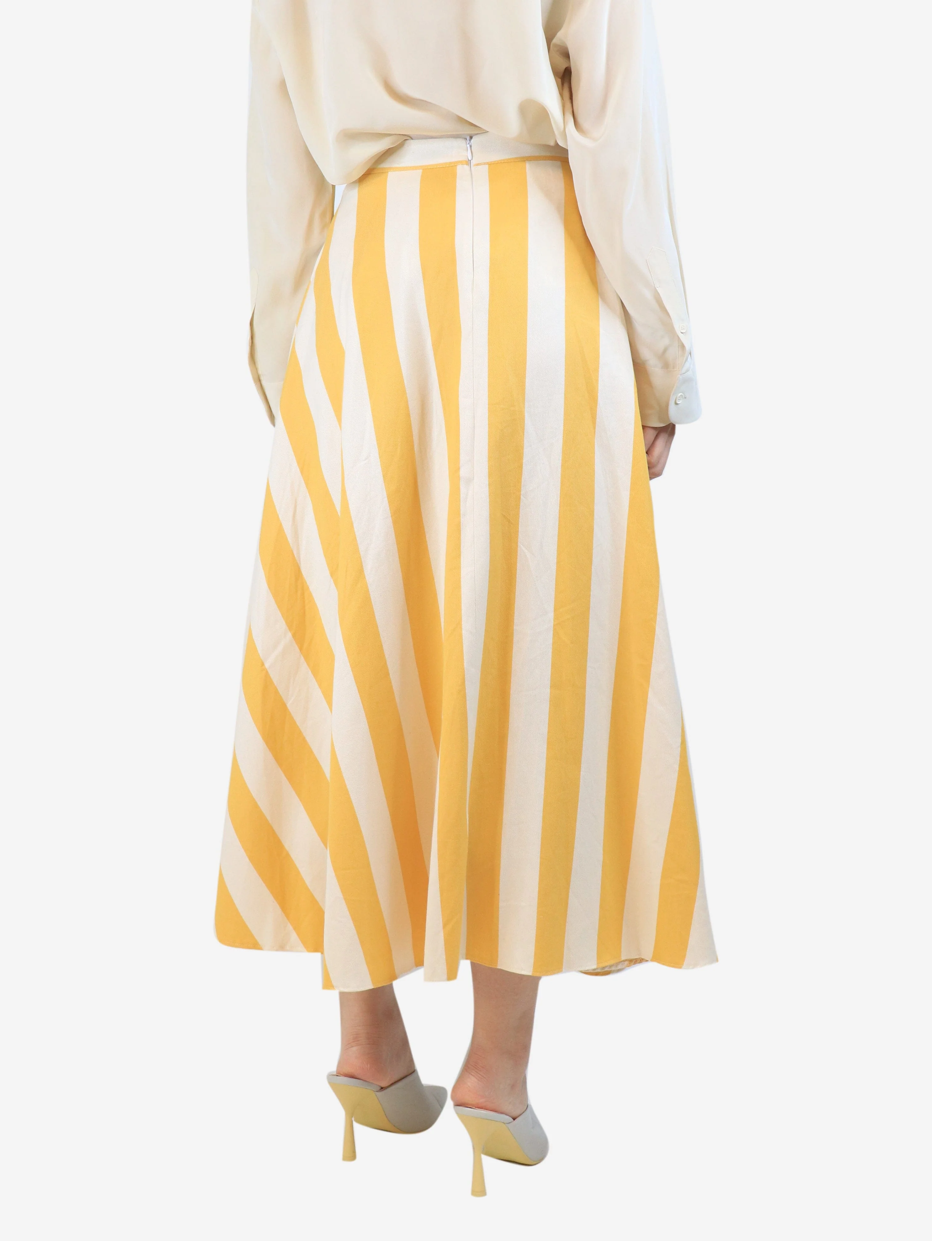 Yellow striped midi skirt - size M - Image 3
