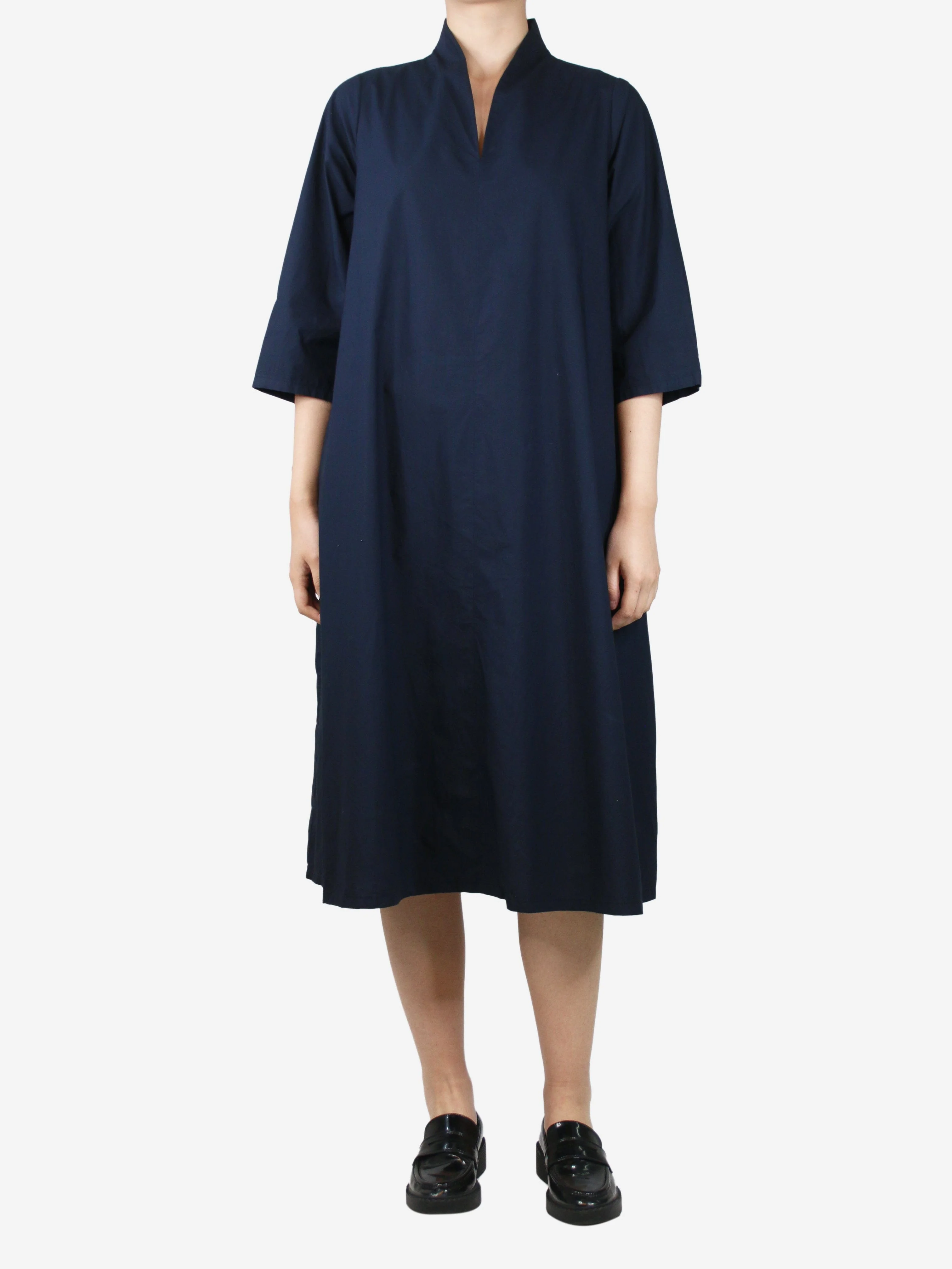 Navy blue cotton midi dress - size M