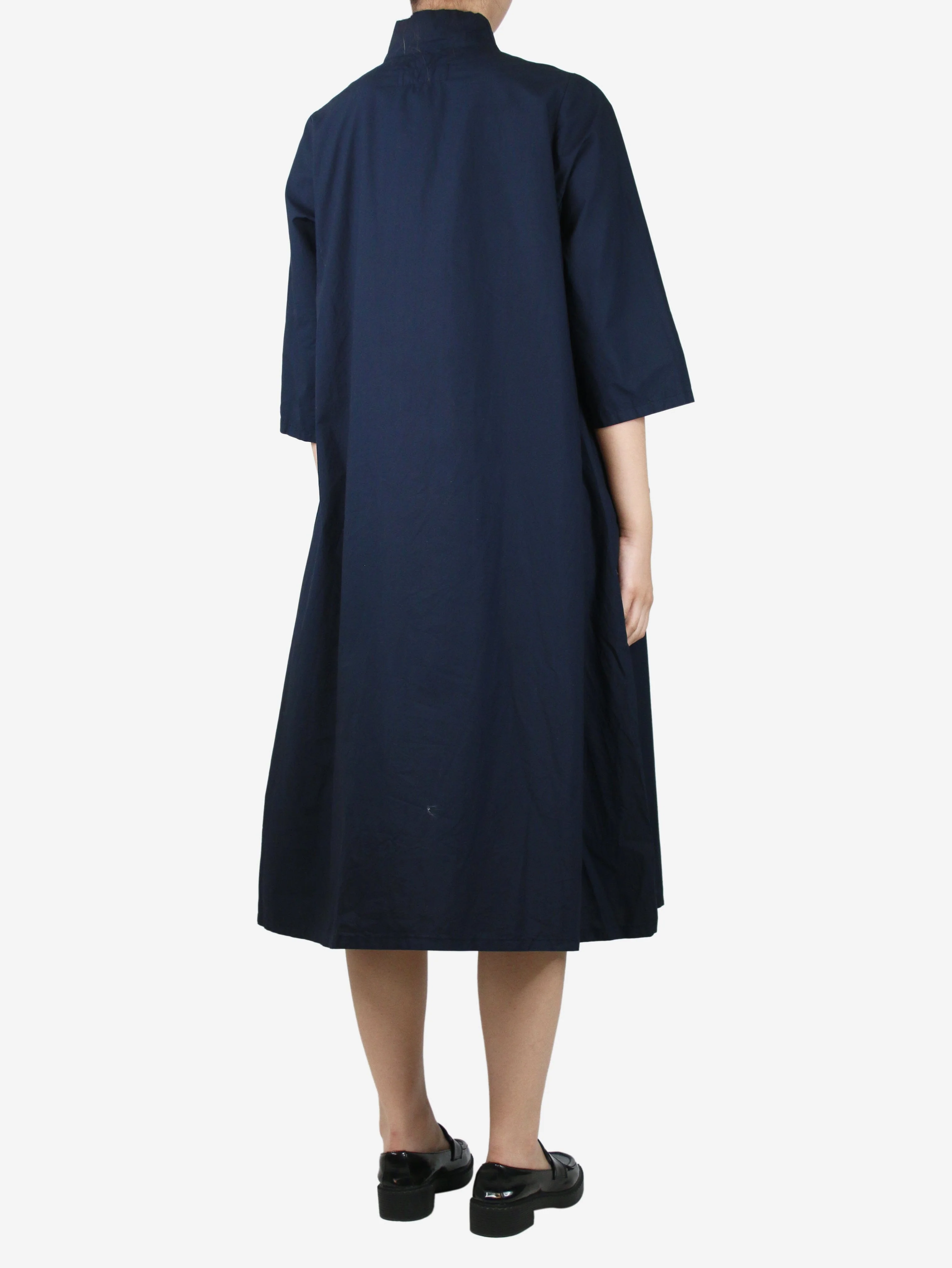 Navy blue cotton midi dress - size M - Image 2