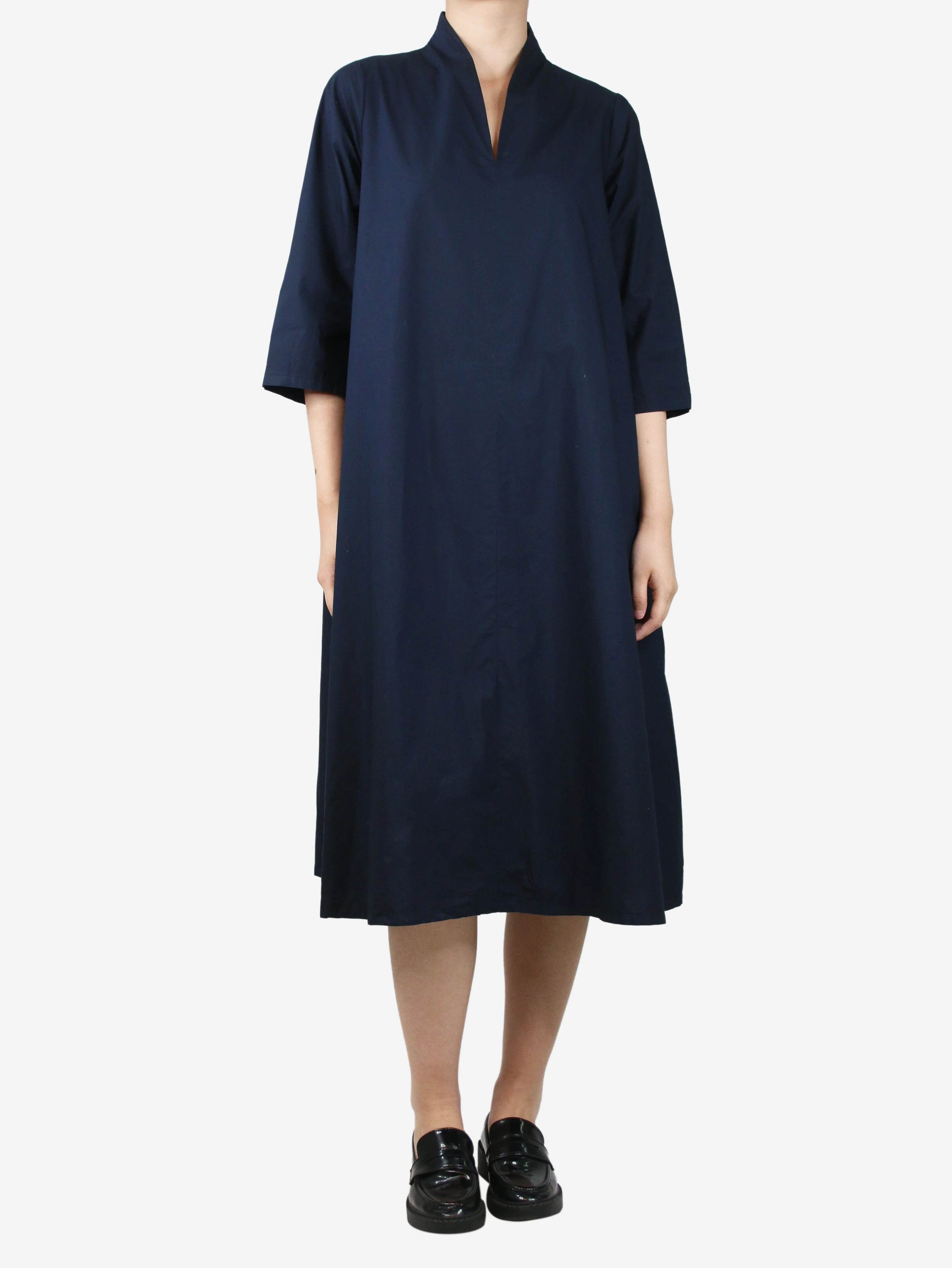 Navy blue cotton midi dress - size M - Image 3