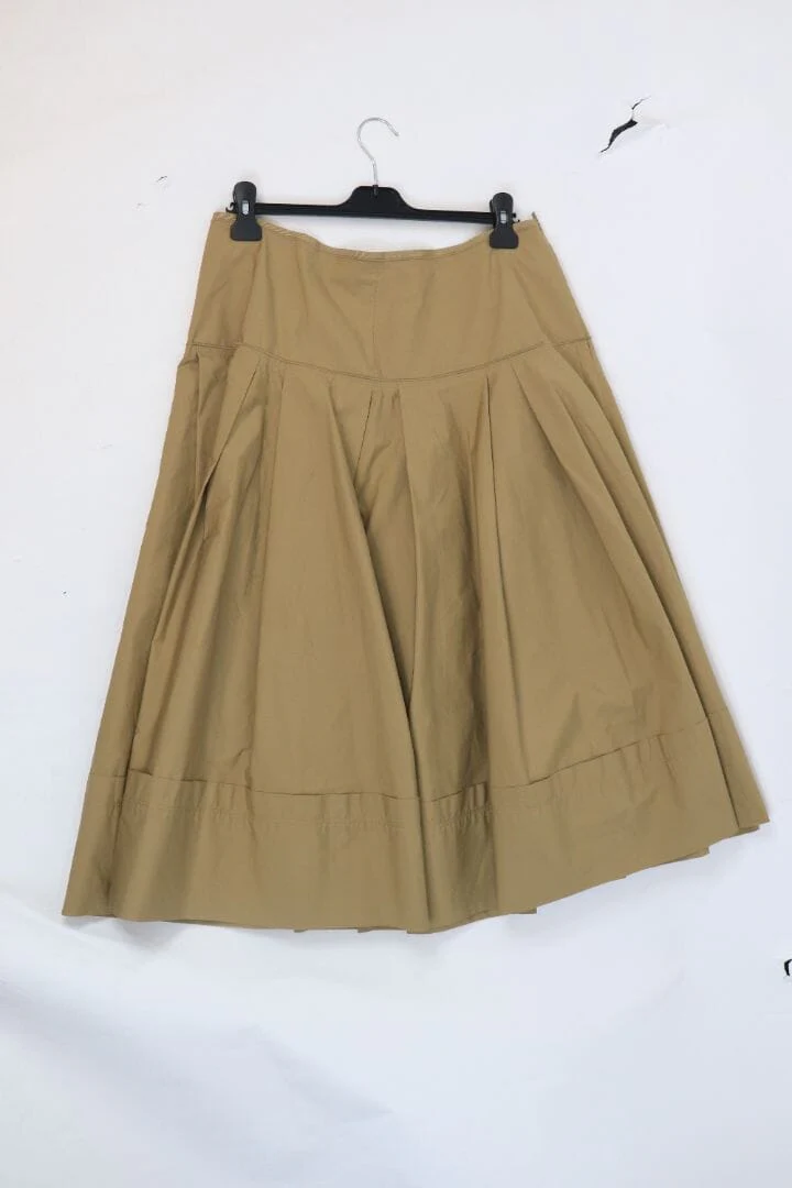 Beige Poplin pleated midi skirt - size UK 16 - Image 4