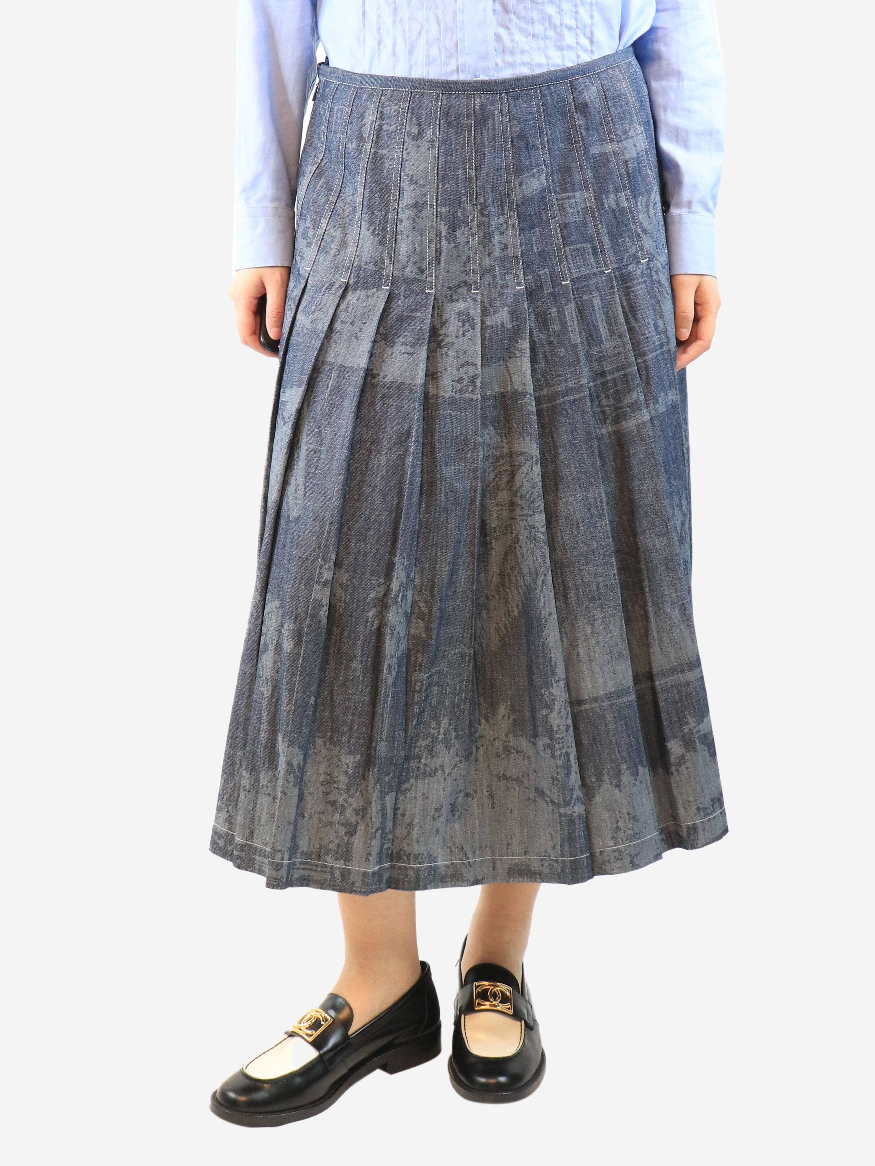 Blue denim midi skirt - size UK 16