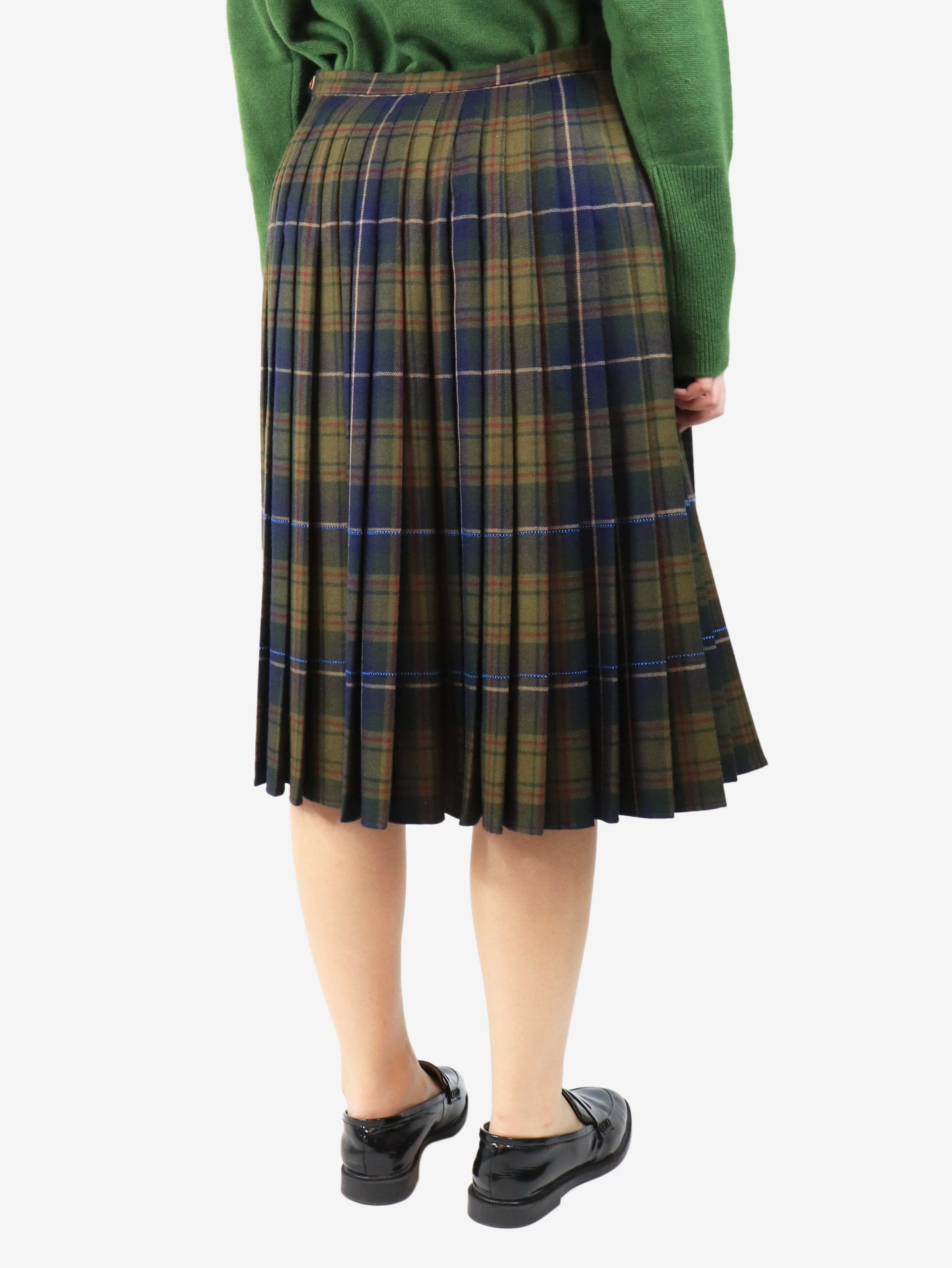 Green tartan pleated kilt - size UK 16 - Image 3