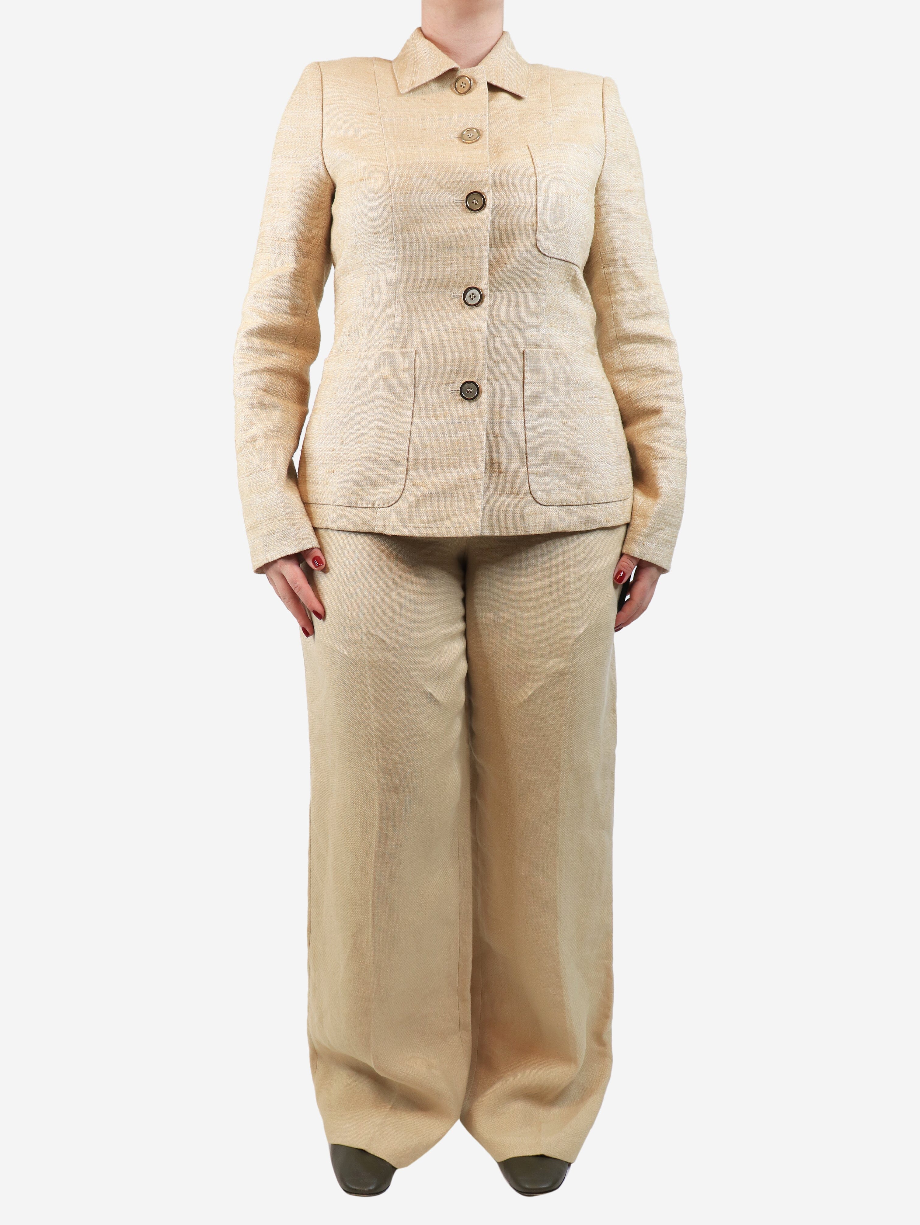 Sand linen suit set - size UK 12