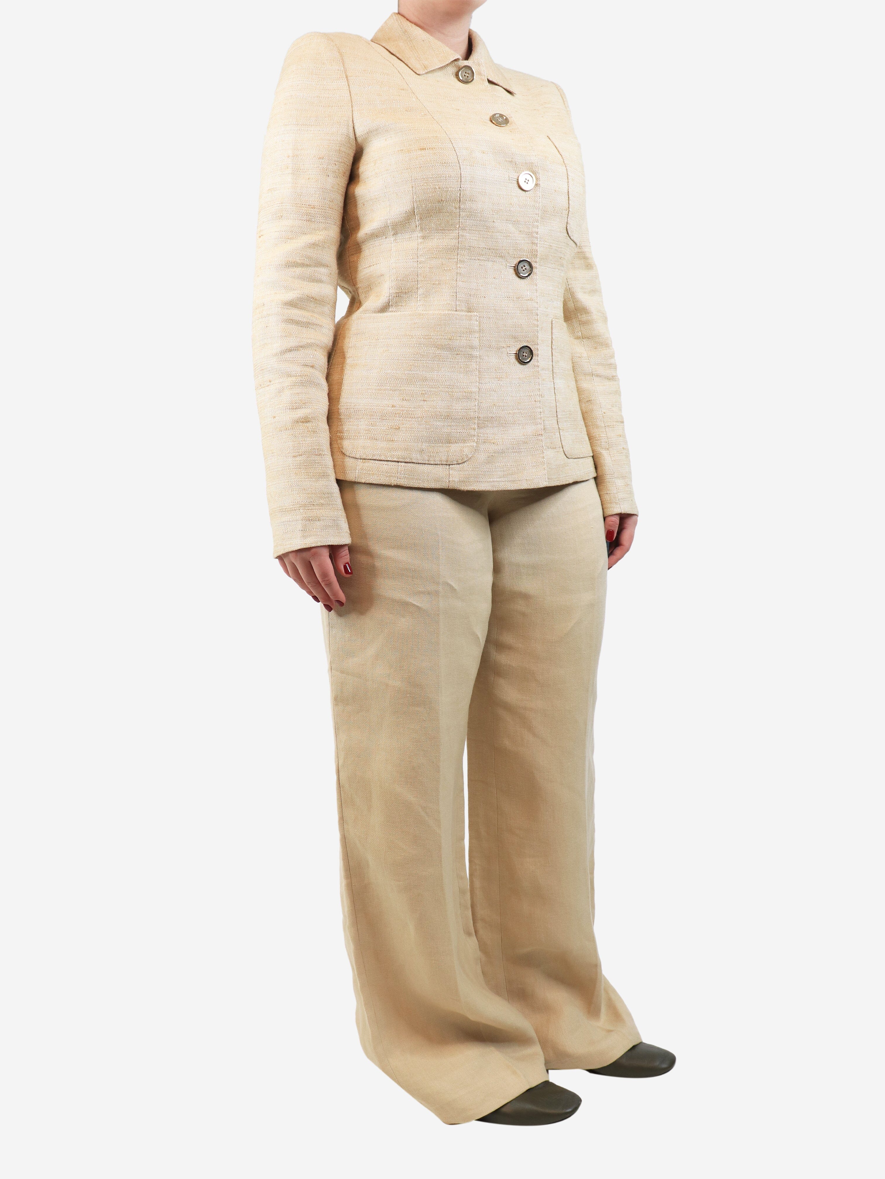 Sand linen suit set - size UK 12 - Image 3